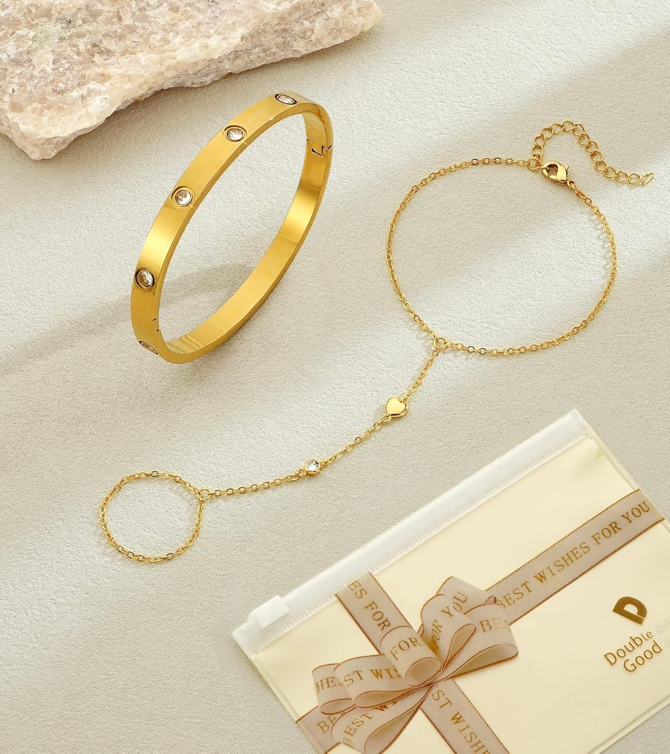 Gift-Ready 5 Piece Gold Bracelet Stack – Unique Jewelry Set for Every Occasion