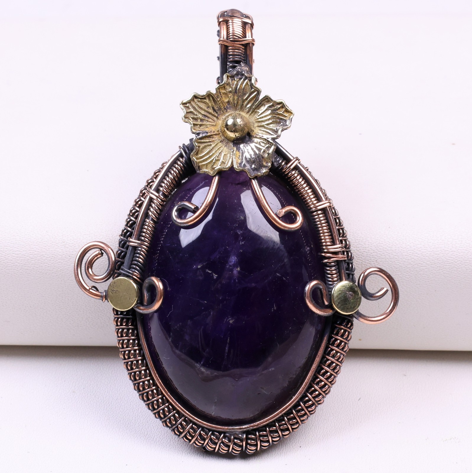 Amethyst Copper Wire Wrapped February Birthstone Jewelry 6.6’cm