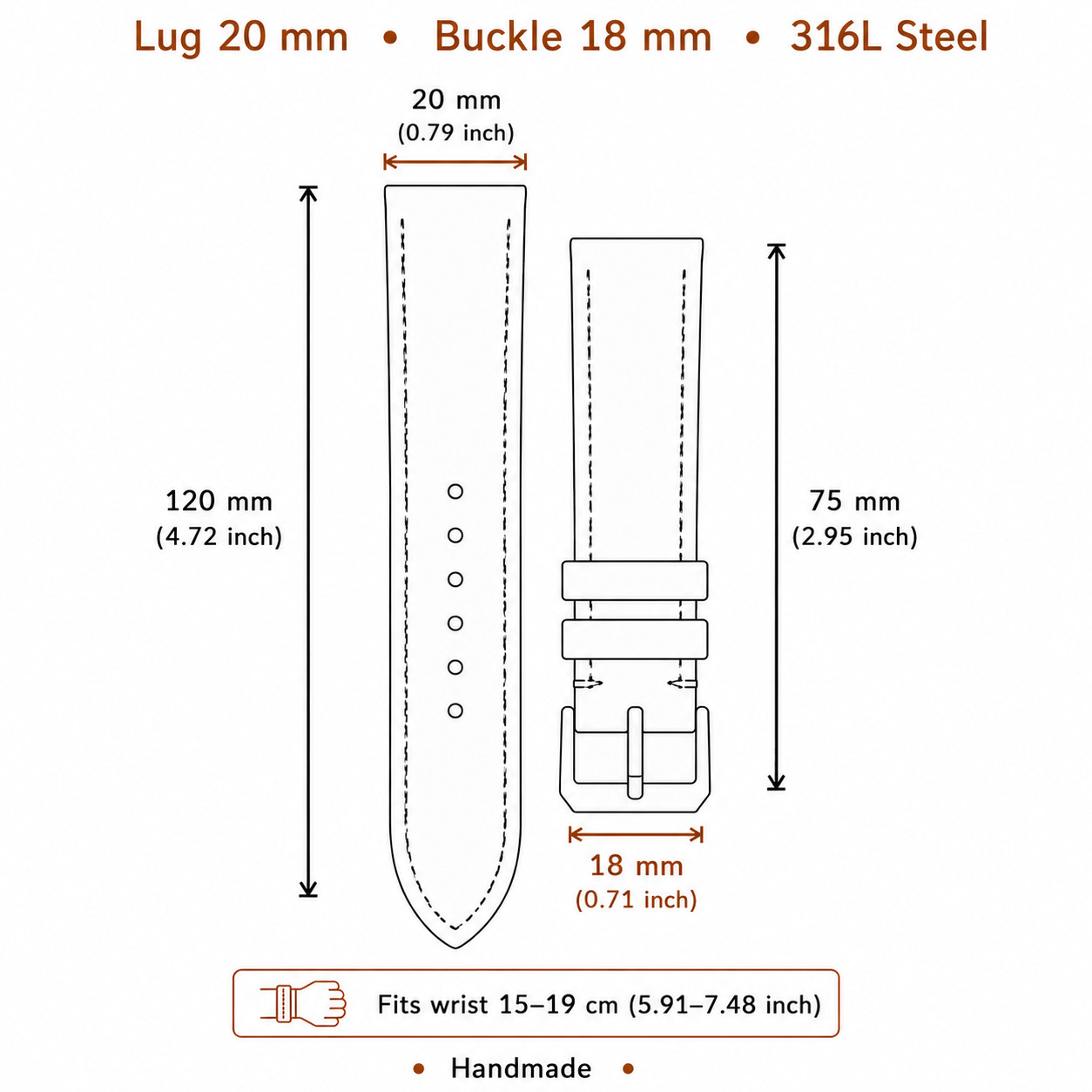 Genuine Lizard Leather Watch Band Strap 20mm Pink Handmade 316L Buckle