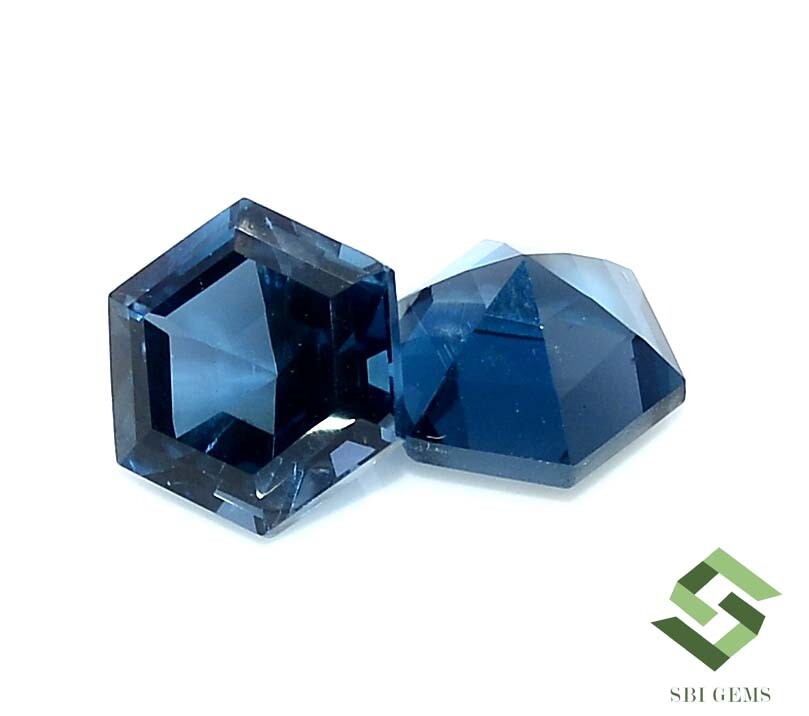 5×5 mm To 10×10 mm Natural London Blue Topaz Hexagon Cut Pair Faceted Loose Gems