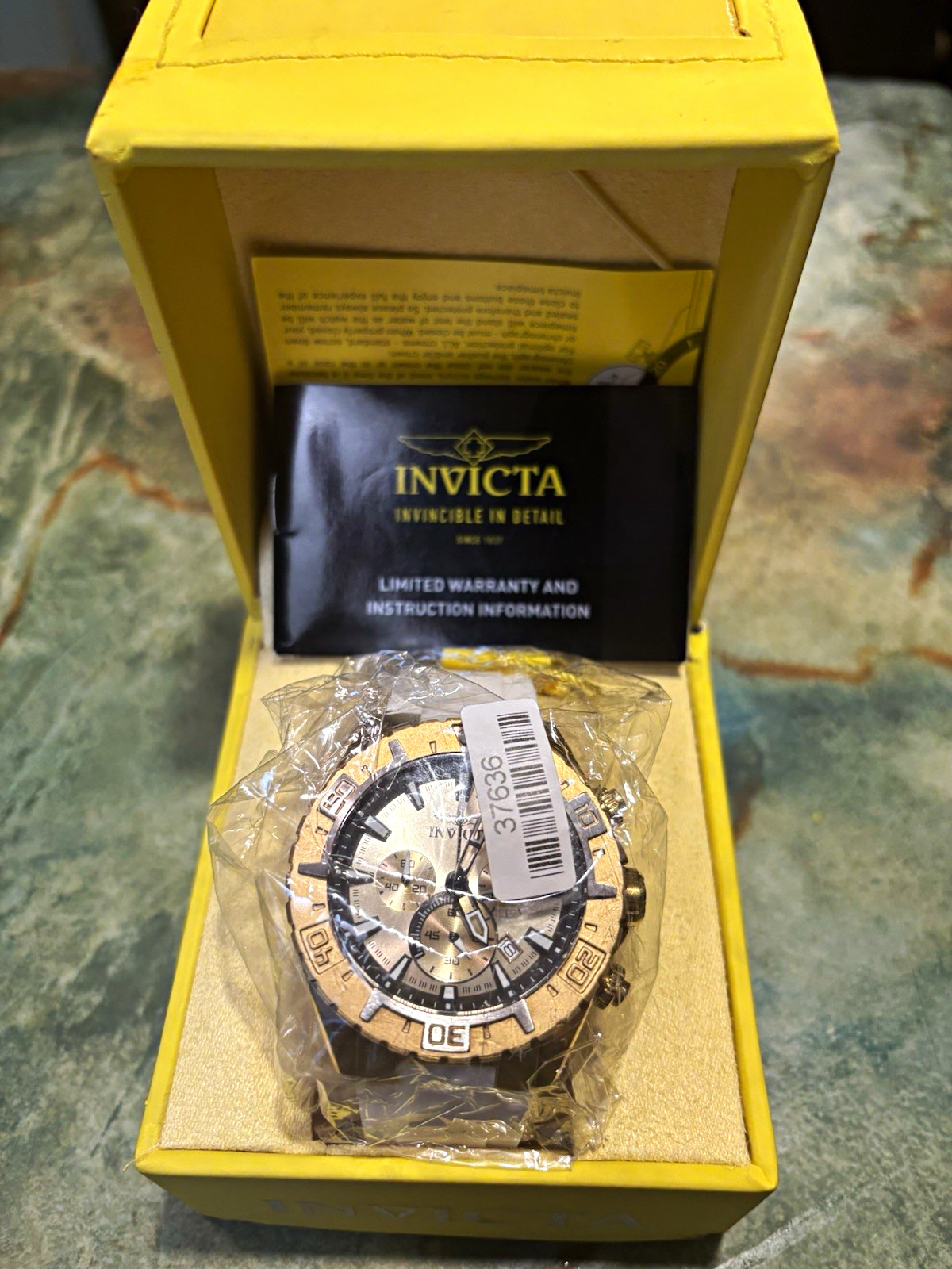Invicta Aviator 37636 Quartz Chronograph 49mm Gold Case White Strap Watch