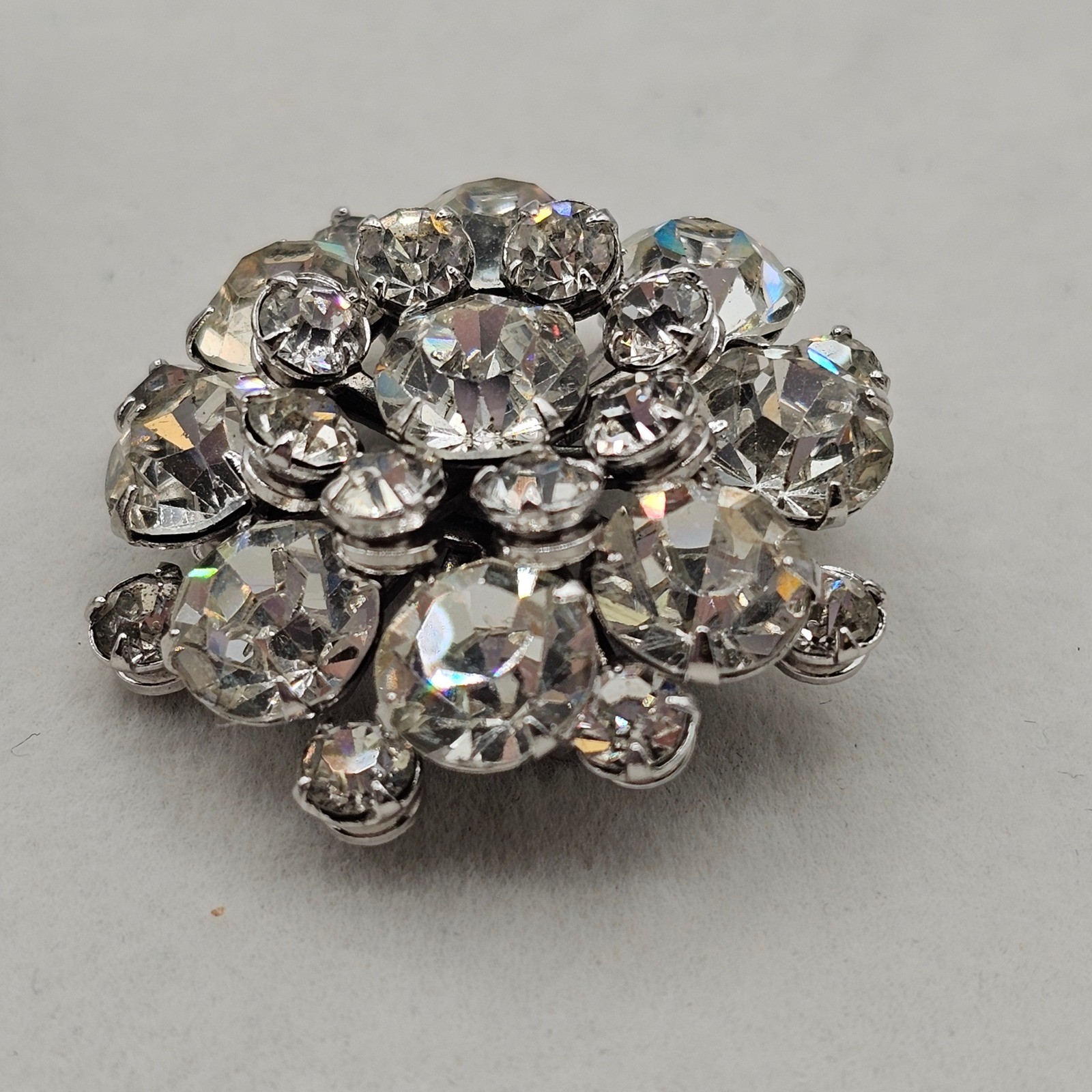 Clear & Black Rhinestone Brooch Lot 5pc Silver Tone Mixed Styles Formal Pins