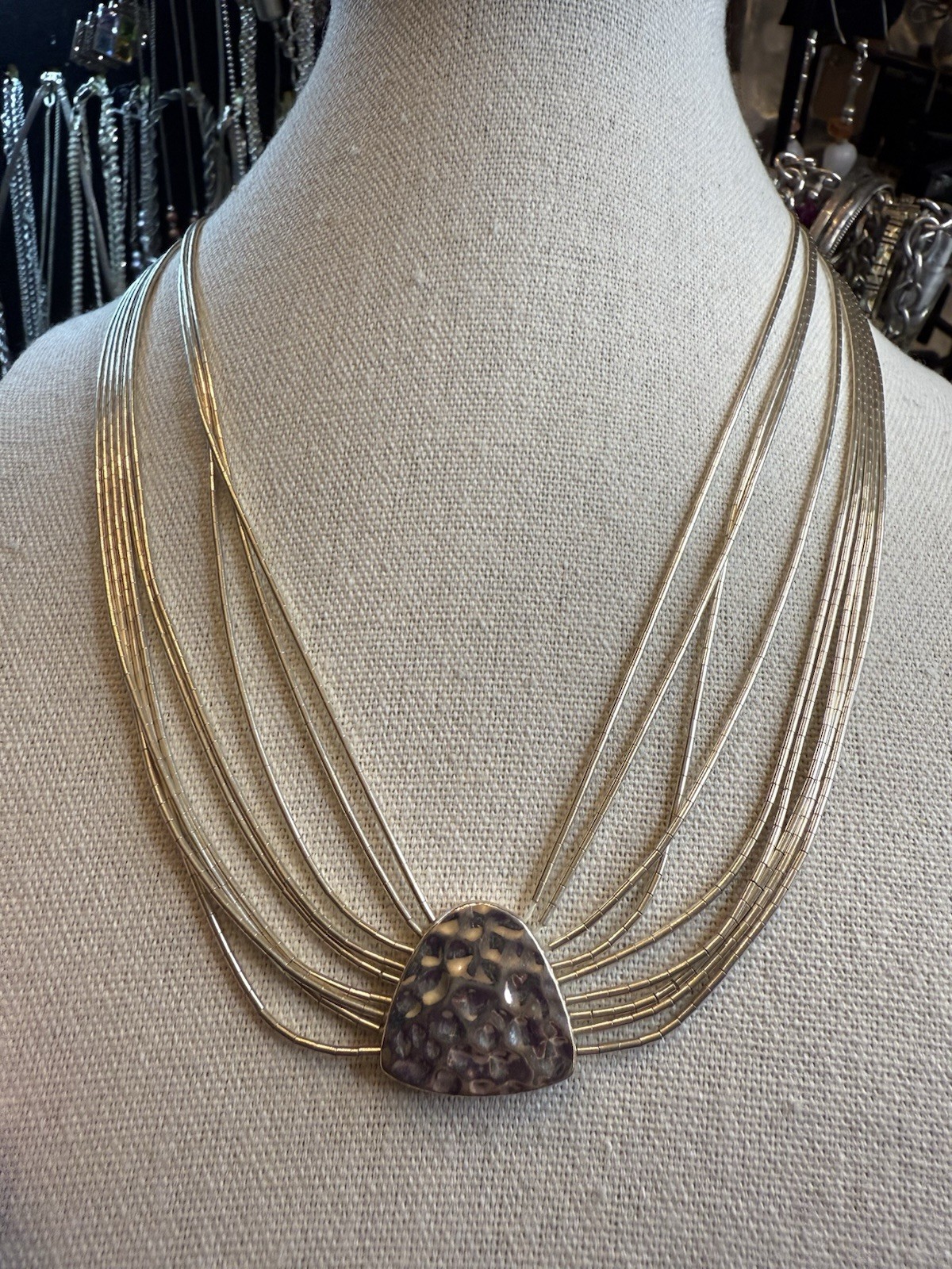 Silpada Sterling Liquid Silver 925 9 Strand Hammered Necklace 18 – 21” 22 Grams