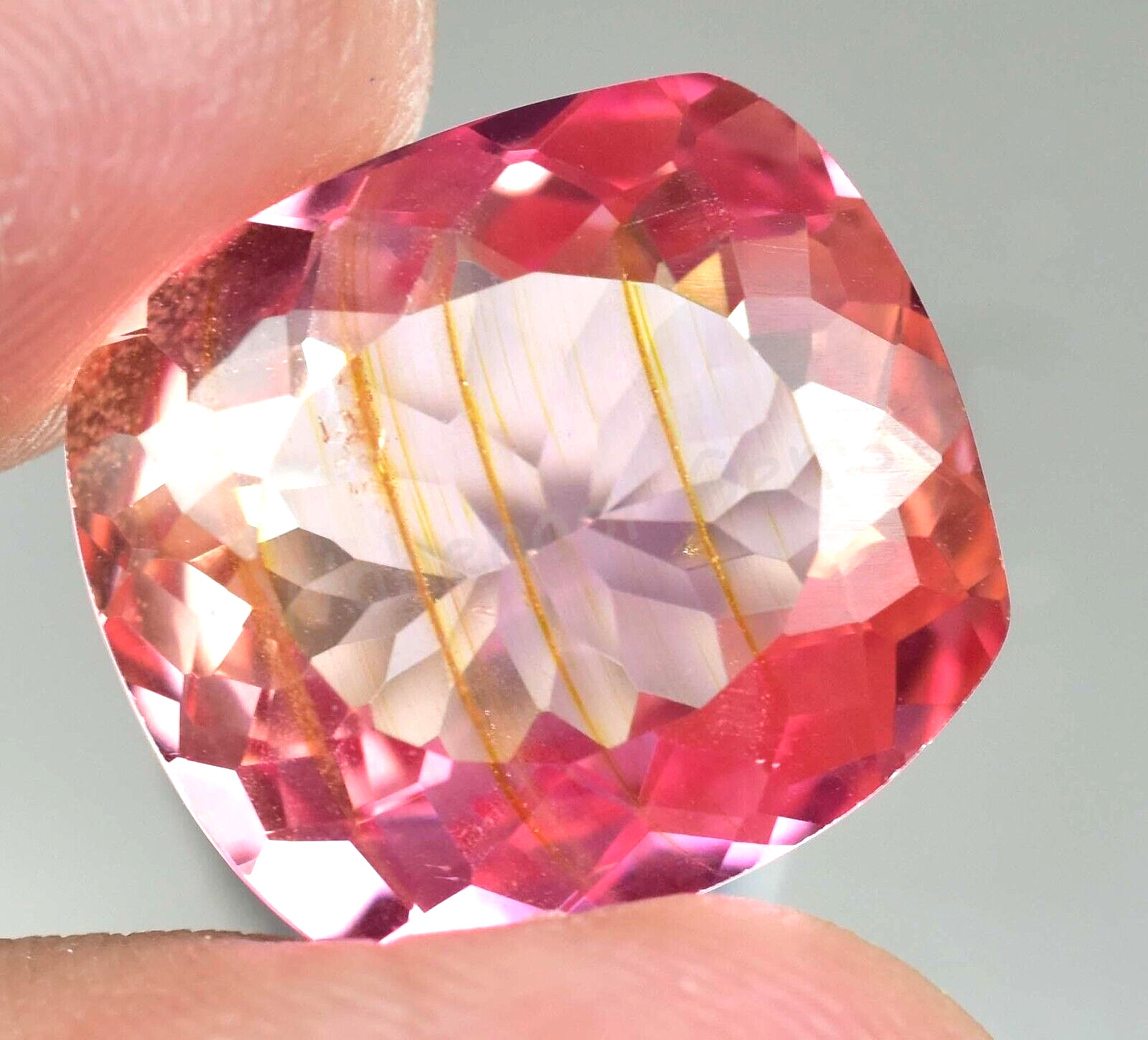 Natural imperial Topaz 21.25 Ct Cushion Stunning FLAWLESS AGL Certified Gemstone