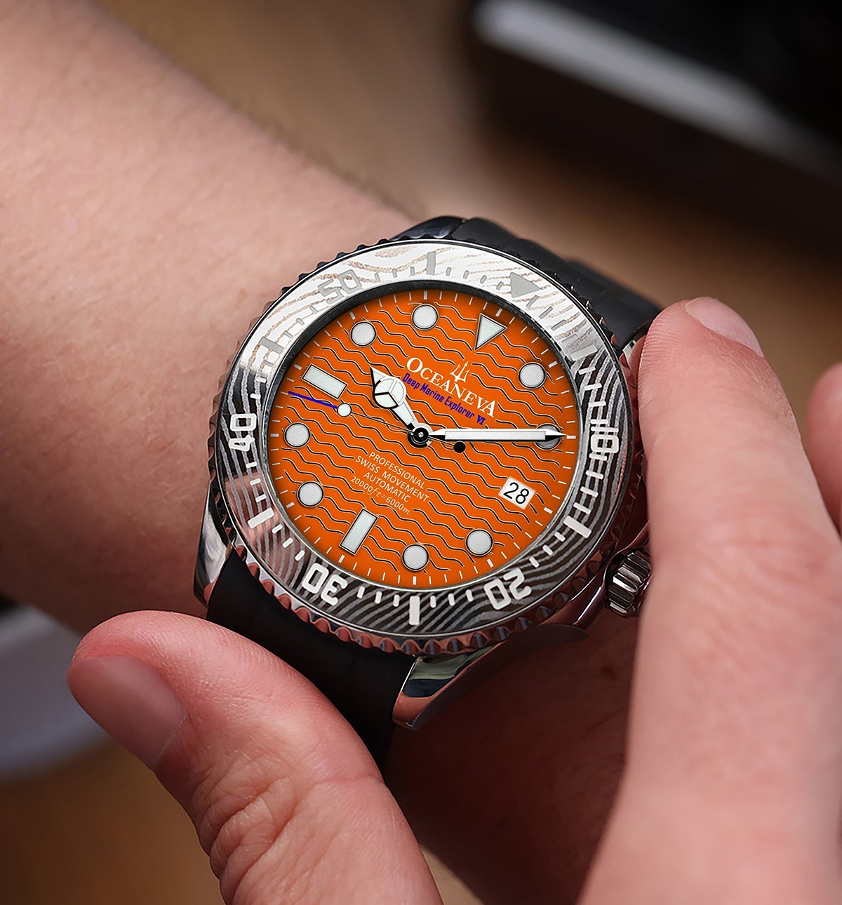 Oceaneva 6000m Grade 5 Titanium AUTOMATIC Watch SWISS MOVEMENT Orange