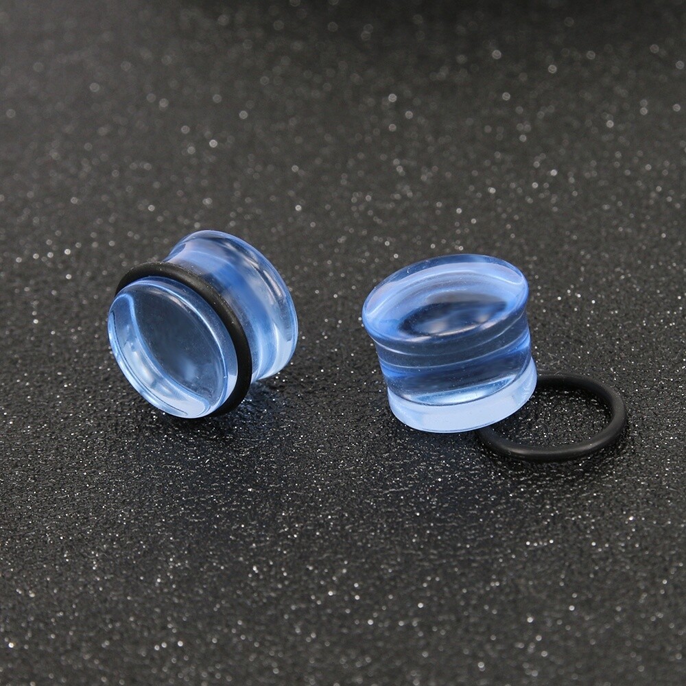 1 Pair Glass Ear Gauges Mushroom Single Flare Plug Ear Lobe Stretching Piercing