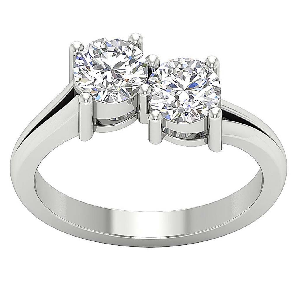 VS1 F 1.50-3.00Ct Lab Grown Diamond 14K Gold Forever Us Two Stone Solitaire Ring