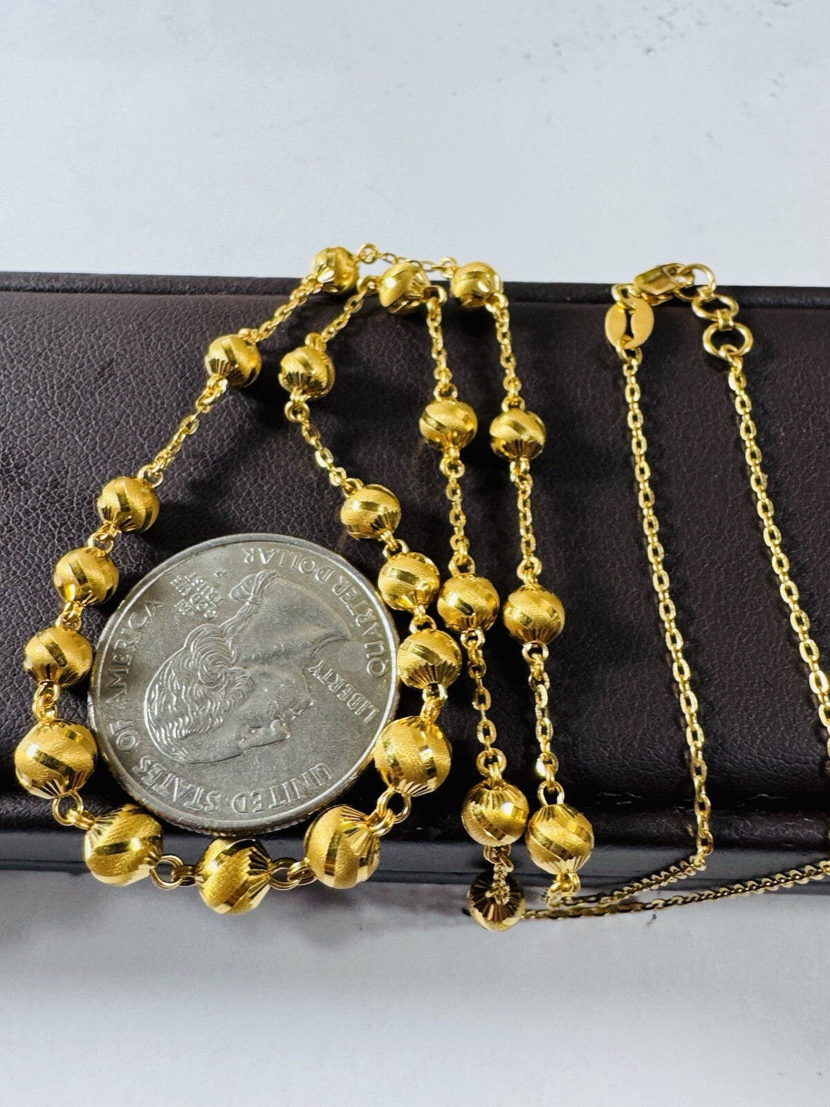 Women’s 22K 916 Yellow Real Gold Balls Beads Chain Necklace 20 Inch 11.93g