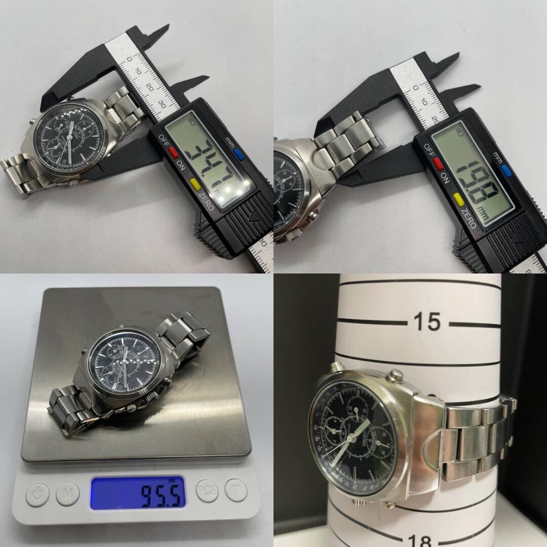 Seiko SUS 7T32-9000 Chronograph Alarm 1997 Black Dial Tachymeter Japan Watch