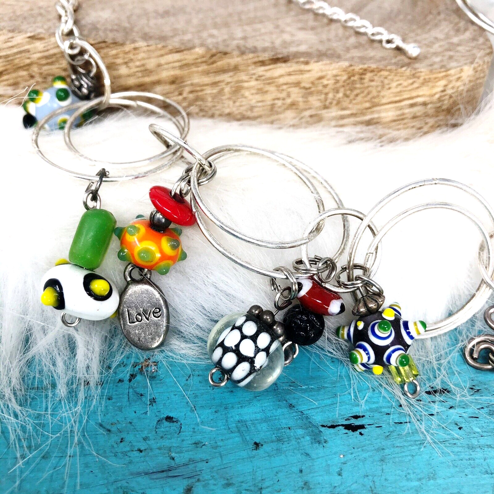 SUMMER FUN Colorful Vacation Silver Layered Whimsy Necklace Sandals Love Beach