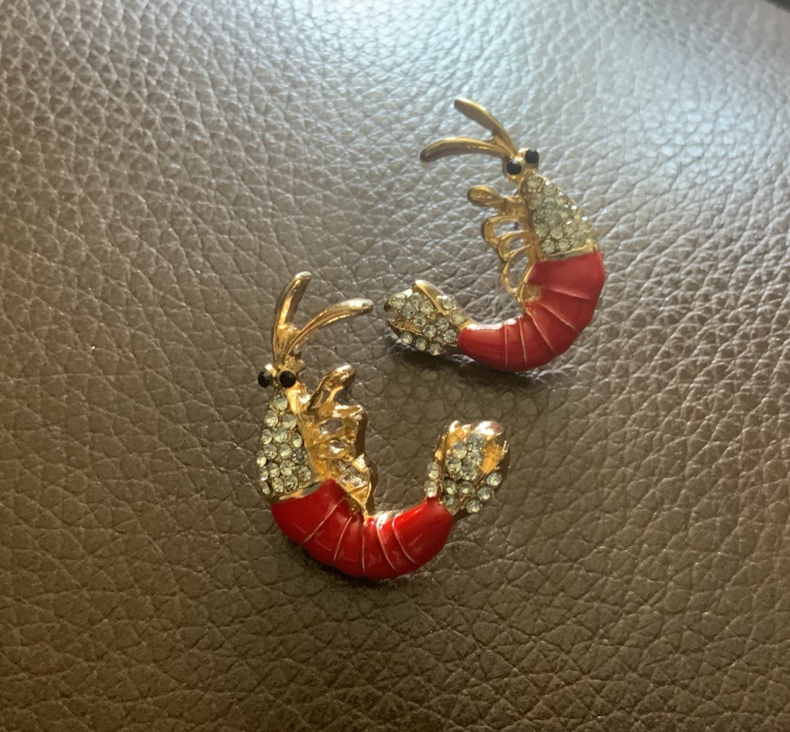 BaubleBar Lobster Fish Earrings Gold CZ Marine Nautical Boho Retro Y2K Cruise