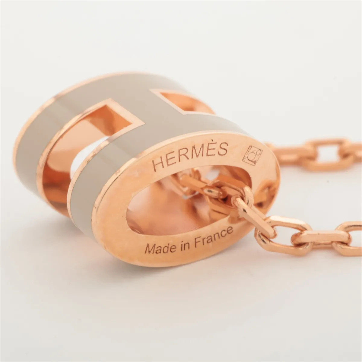Hermès Mini-pop H GD0226 Necklace GP Pink gold x ivory