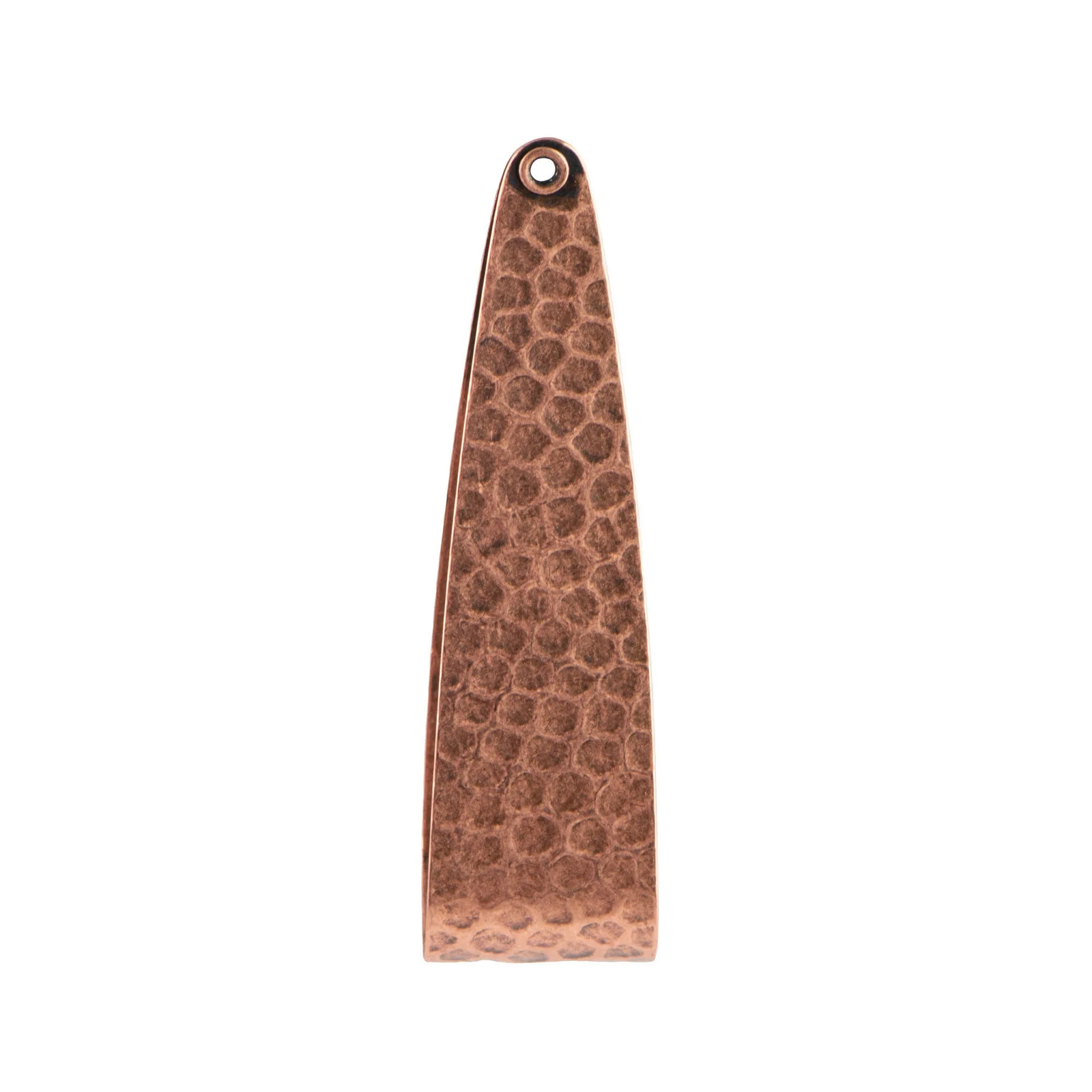 1 Hole Copper Ox Large Hammered 3D Teardrop Hoop Pendant 60x16mm (2)