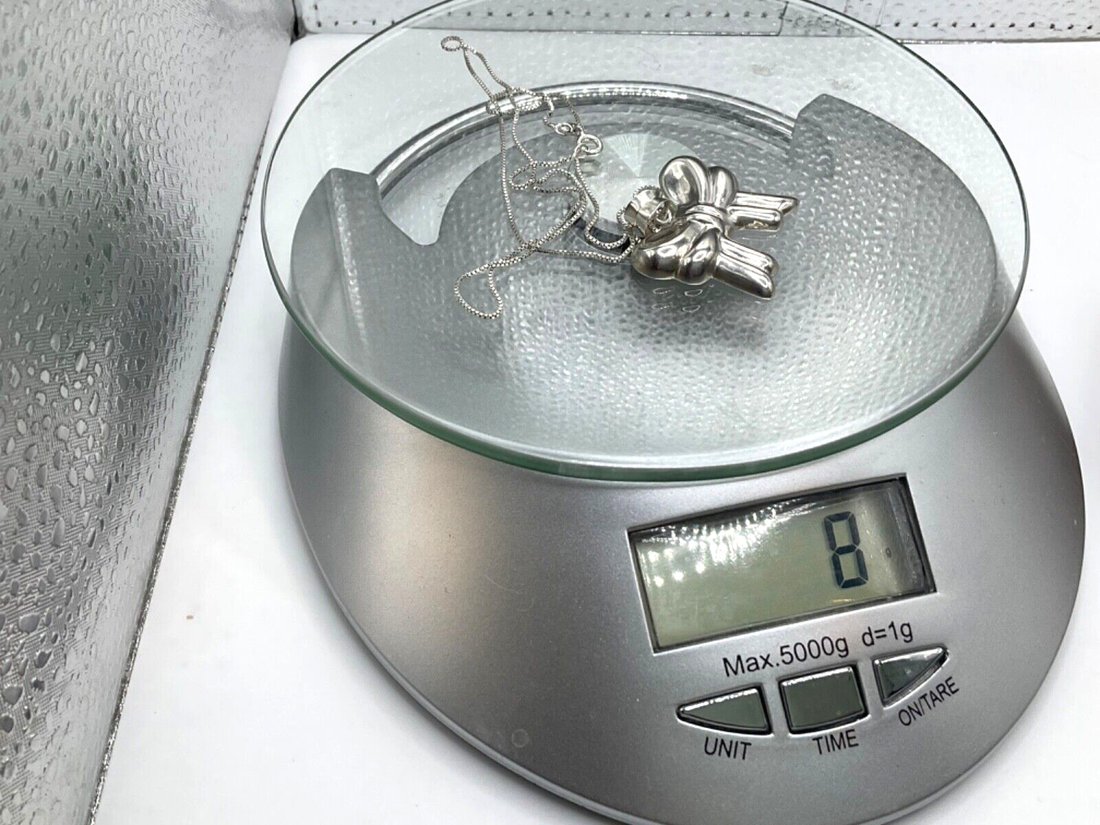 Sterling Silver Puffy Bow Pendant 1.25″ x 1.25″ on 20″ box Italian Necklace 925