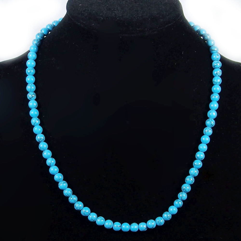 Fashion Jewelry 6mm Natural Multicolor Round Gemstone Beads Necklace 18 Inches