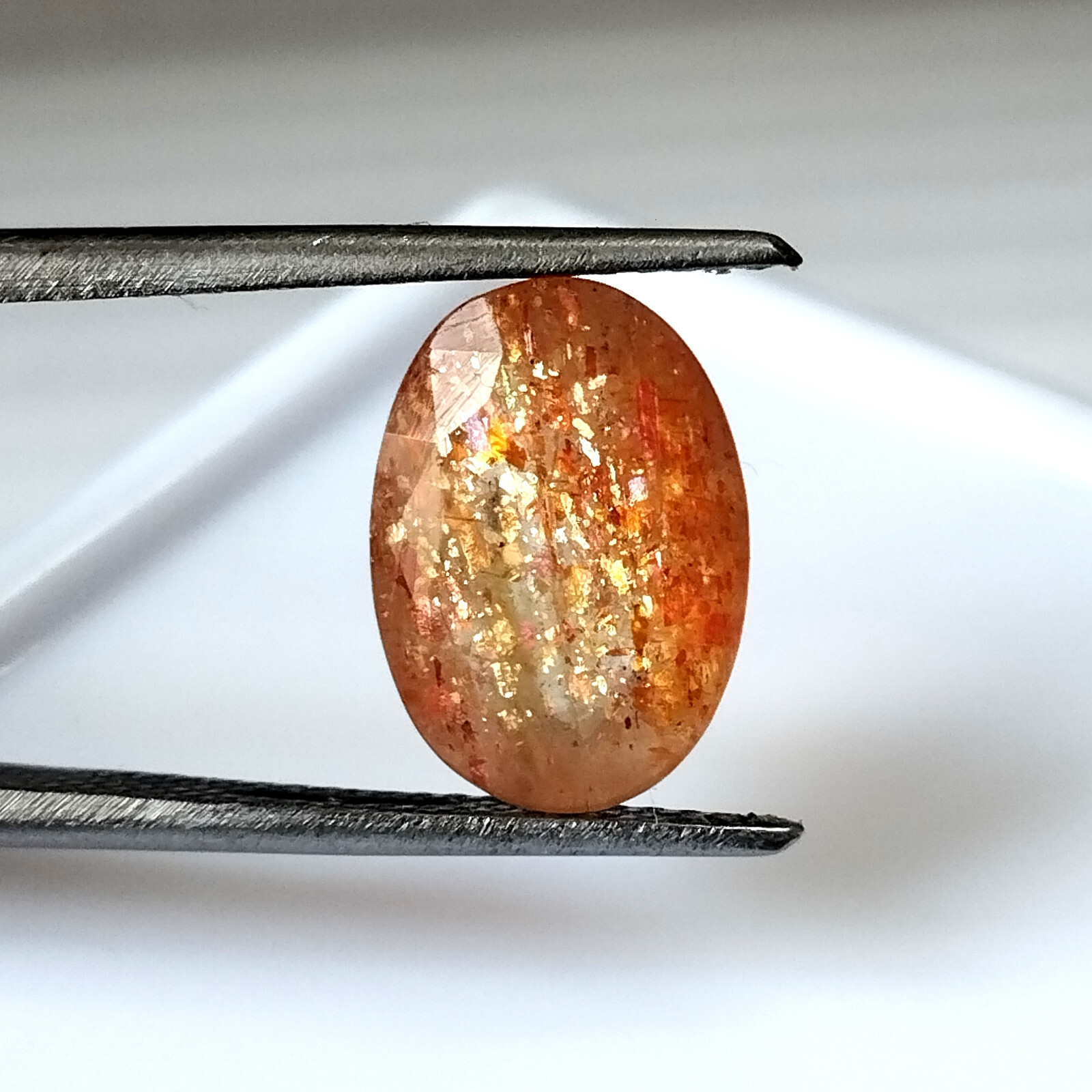 3.60 Carat Natural Fire Sunstone Oval Shape Faceted Untreated Gemstone 12X8.5 mm
