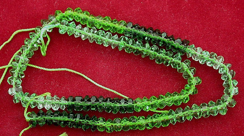 2 Triple Tone Round Green 5×3 Faceted Glass Bead 12 Inch Strands