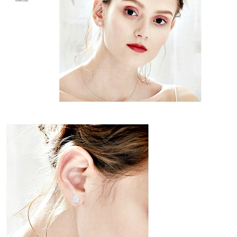 925 Sterling Silver Made With Swarovski Element Sliver Slim Star Stud Earrings