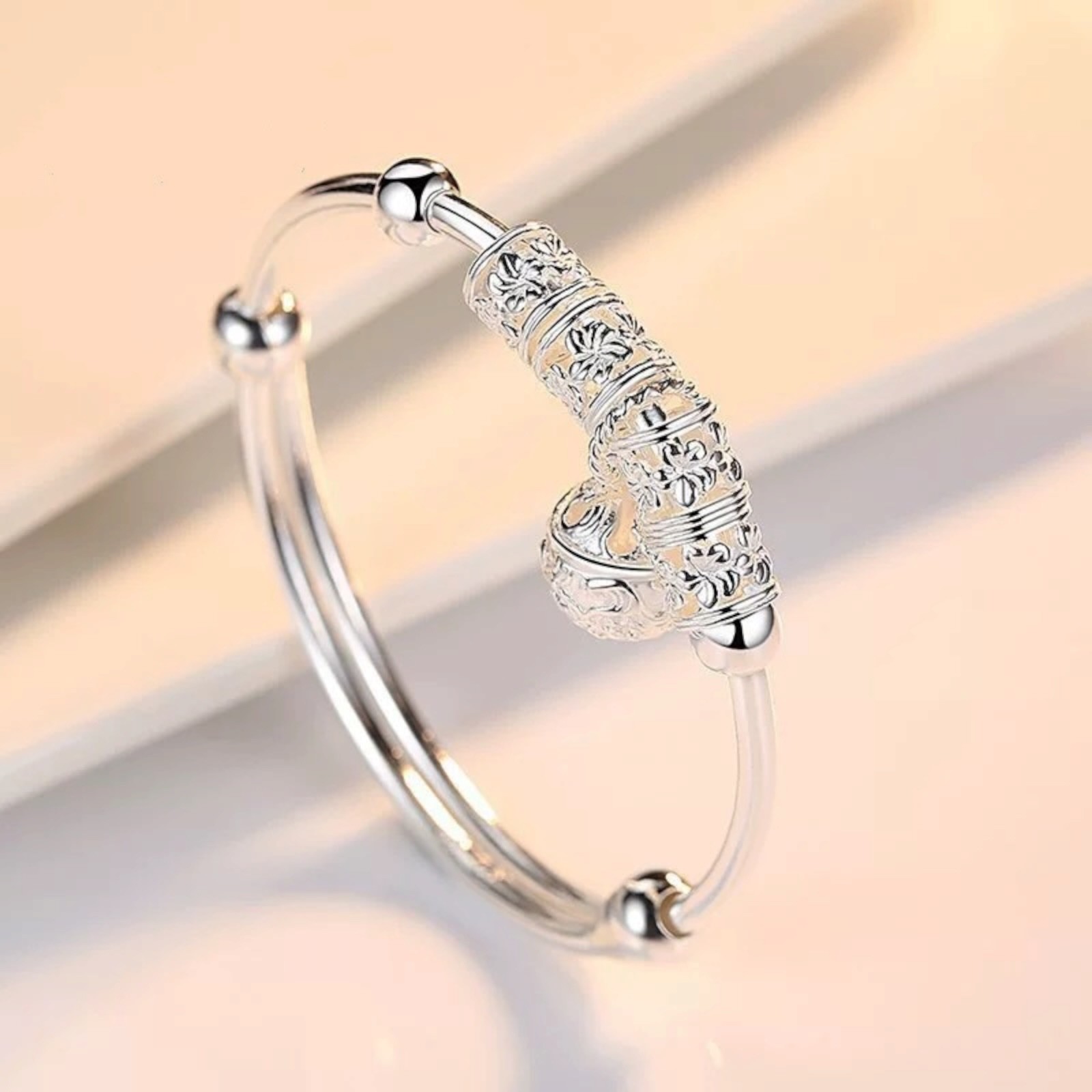925 Silver women cute Bangle bracelet fashion charm jewelry wedding Gift B94