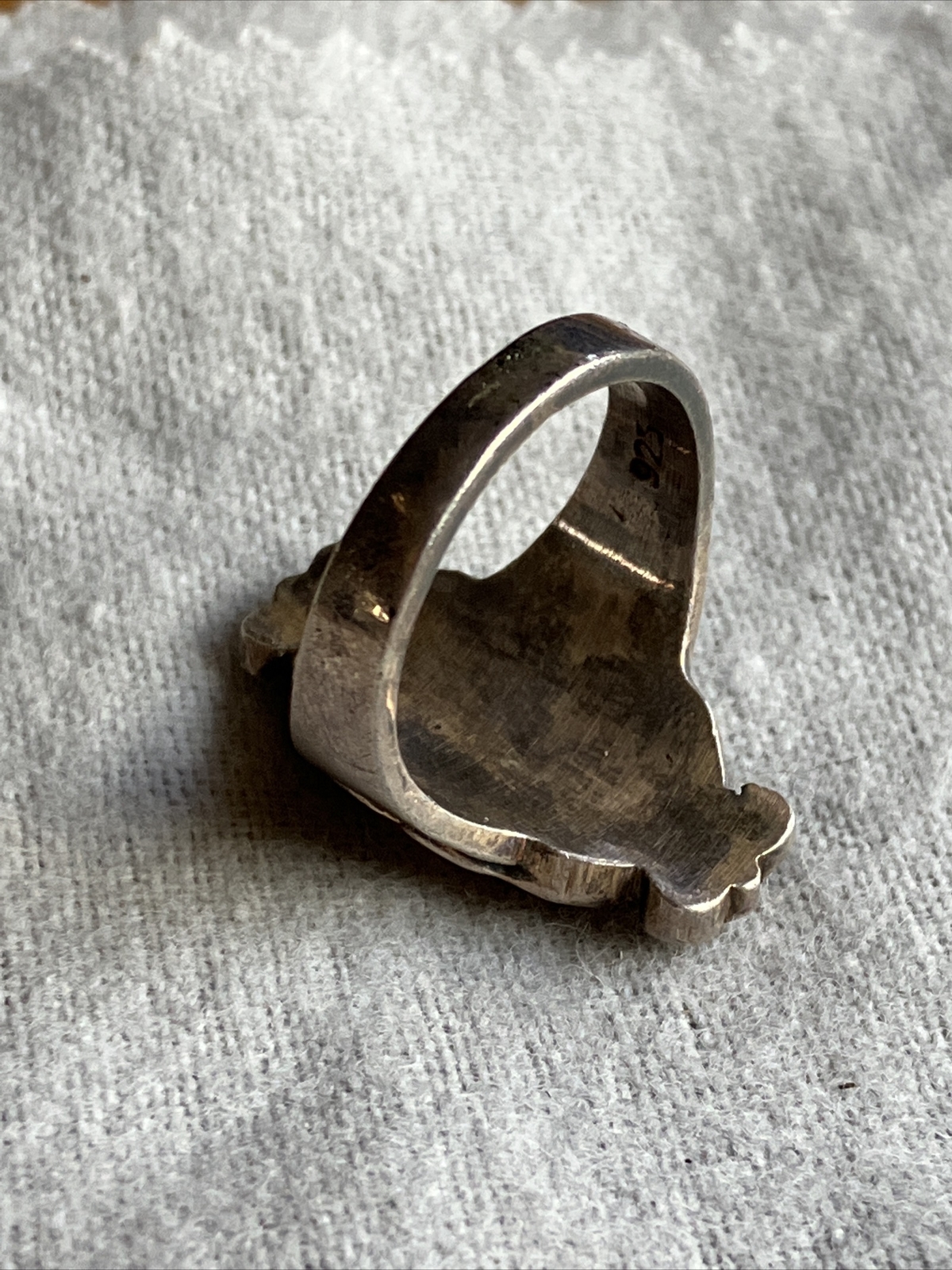 Vintage Sterling Silver Black Onyx Marquis Ring Size 7.25 8.8 Grams ~ J43