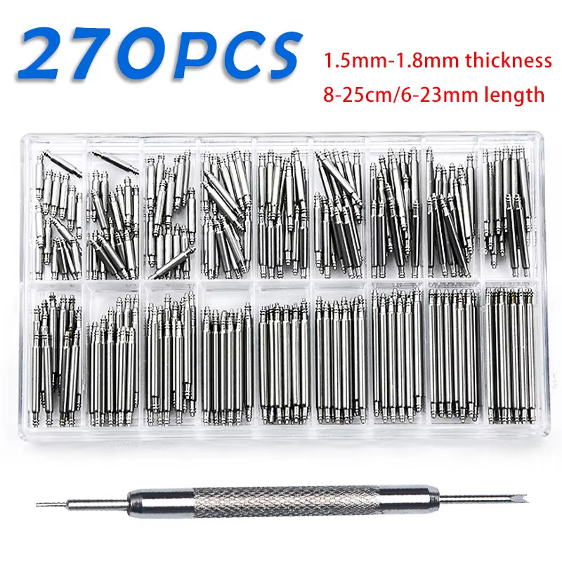 270Pcs/Set Strainless Steel Spring Bars Dia 1.5Mm/1.8Mm Length8Mm – 25Mm/6Mm – 2