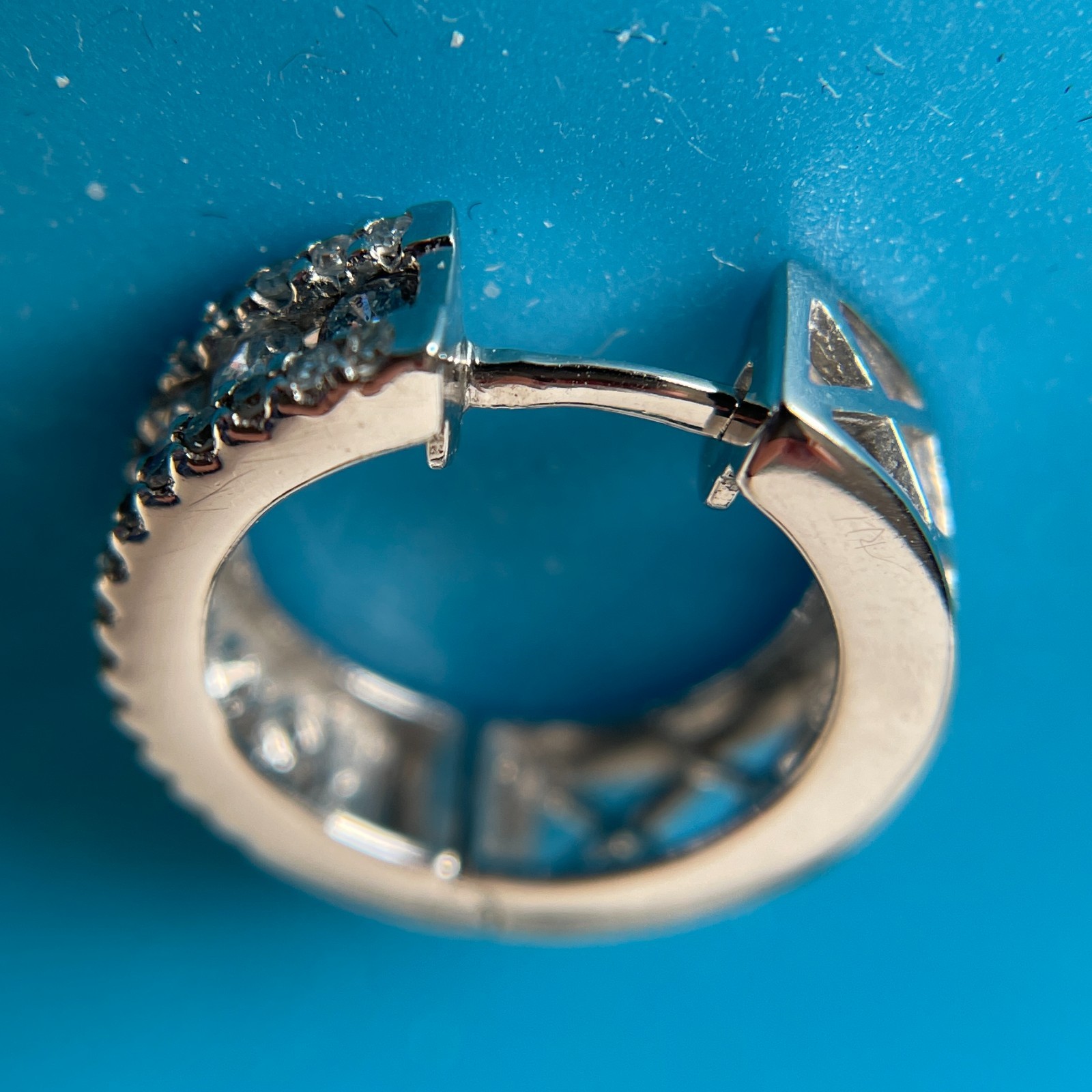 1.0 CTTW Natural Diamonds, 10K White Gold Huggie Hoop Earrings, 4.2 grams – NEW!