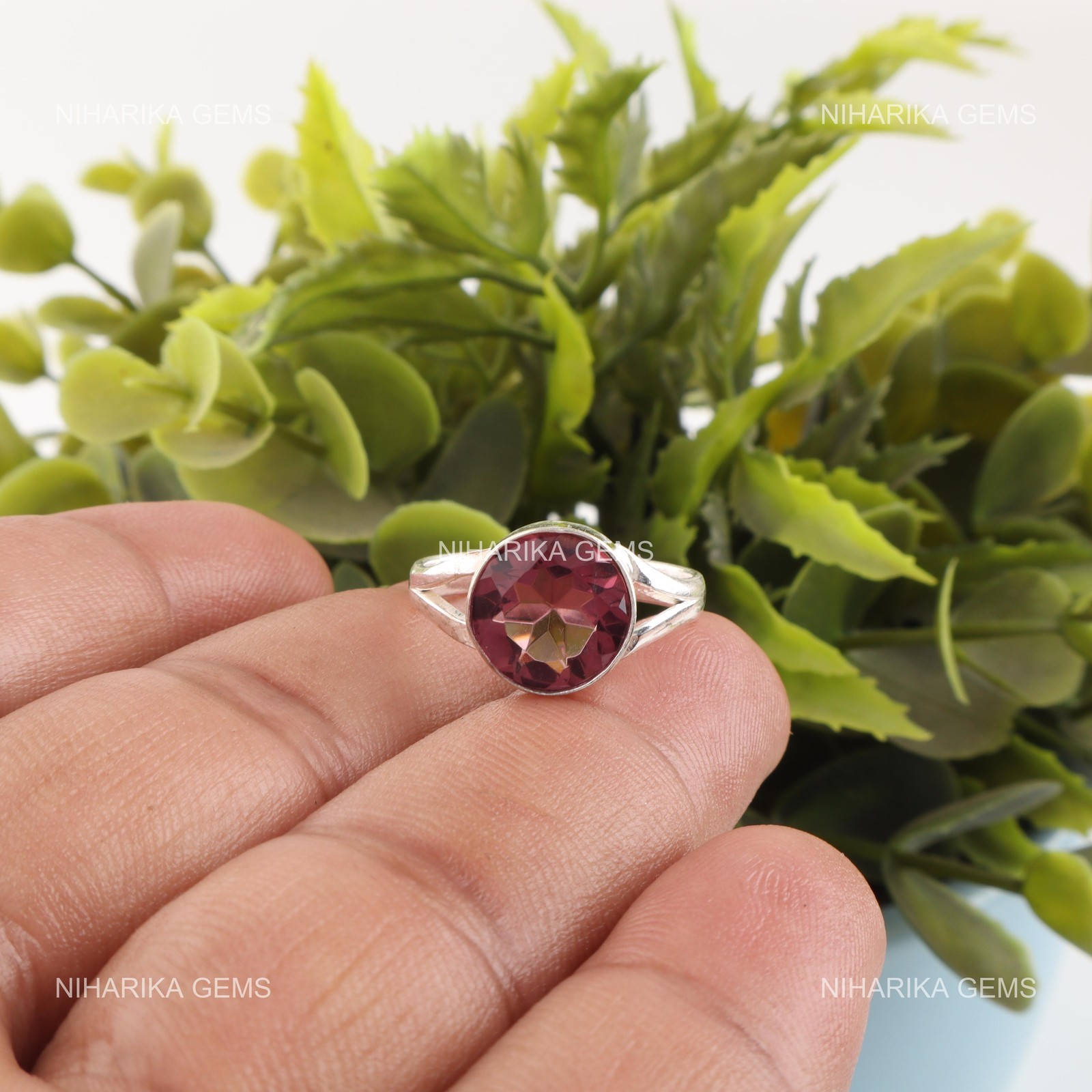 Sterling Silver Natural Rhodolite Promise New Solitaire Handcrafted Ring Jewelry