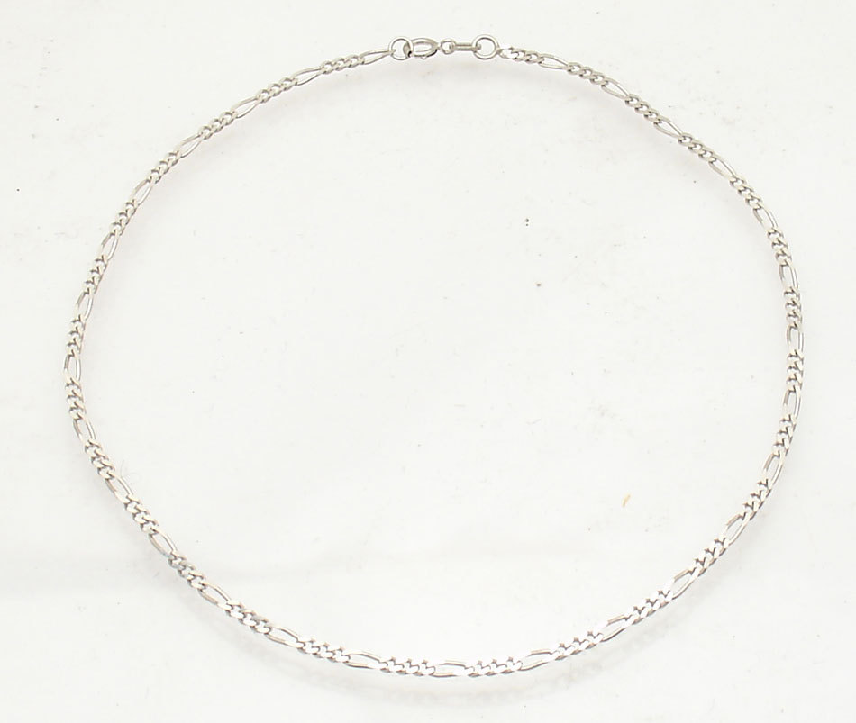 2mm Solid Royal Figaro Chain Ankle Bracelet Anklet Real 14K White Gold FREE SHIP