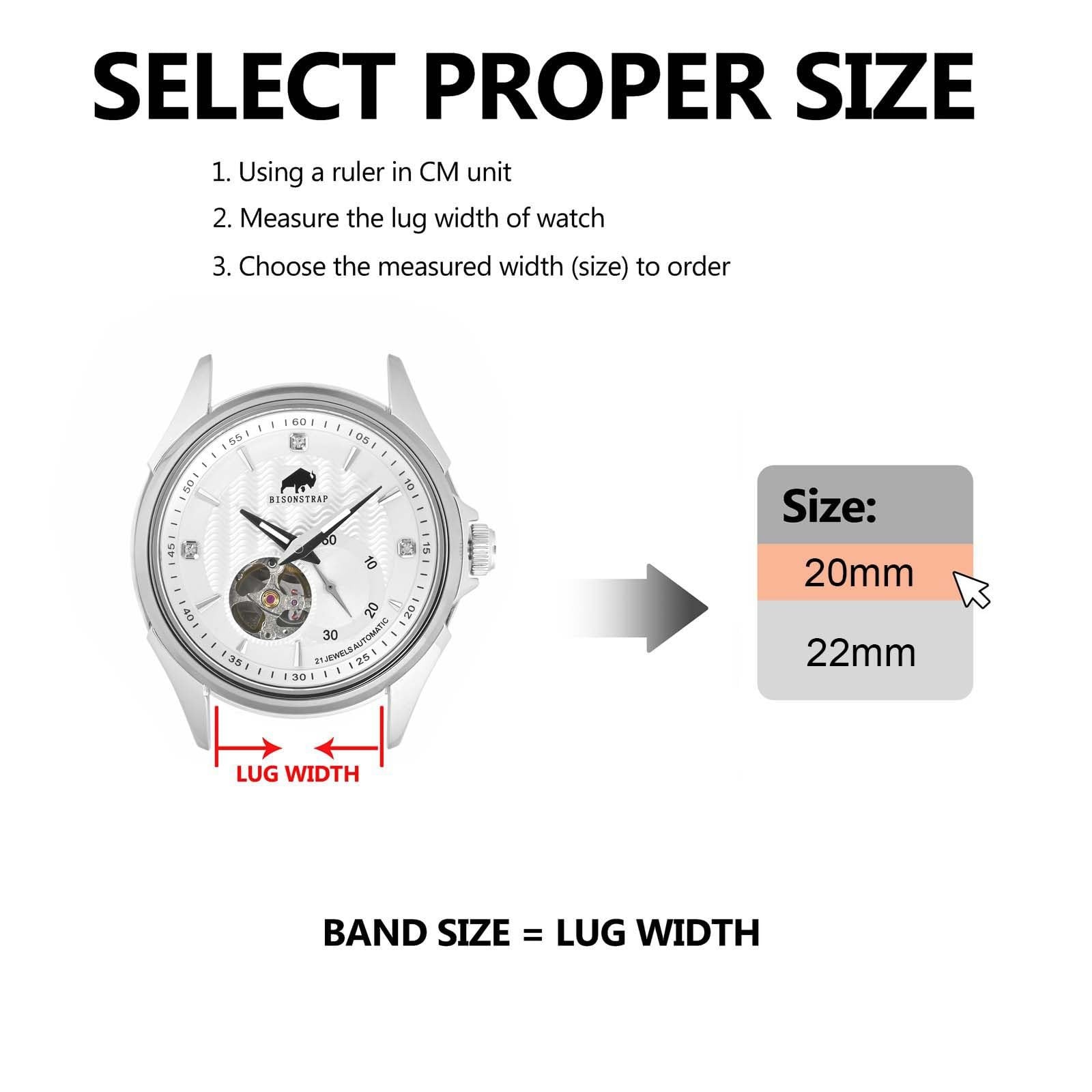 BISONSTRAP Extra Long Watch Bands 20mm, Leather Watch Straps for Men, XL Re