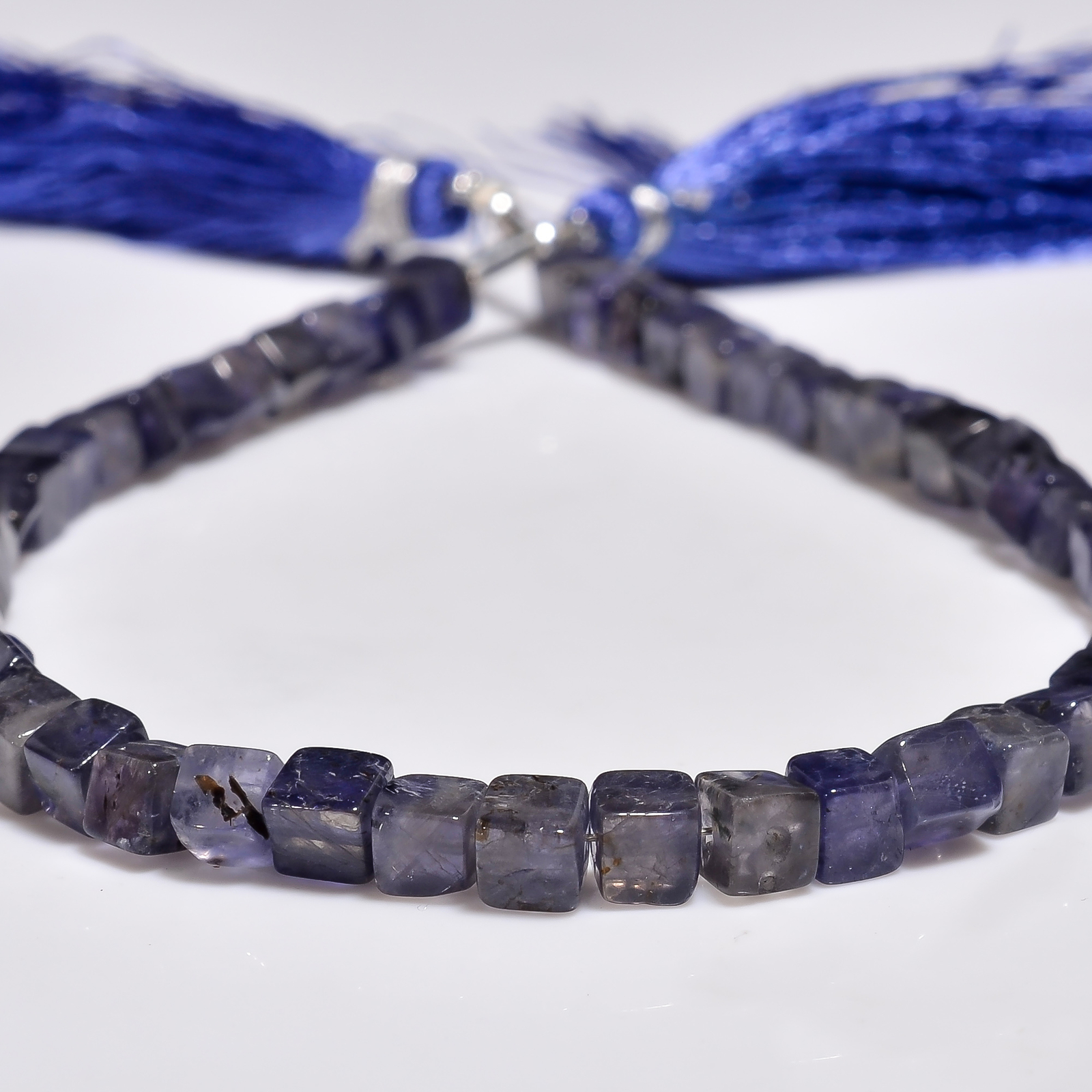100% Natural Iolite Gemstone Box Shape Smooth Beads 4X4 5X5mm Strand 9″ EB-432