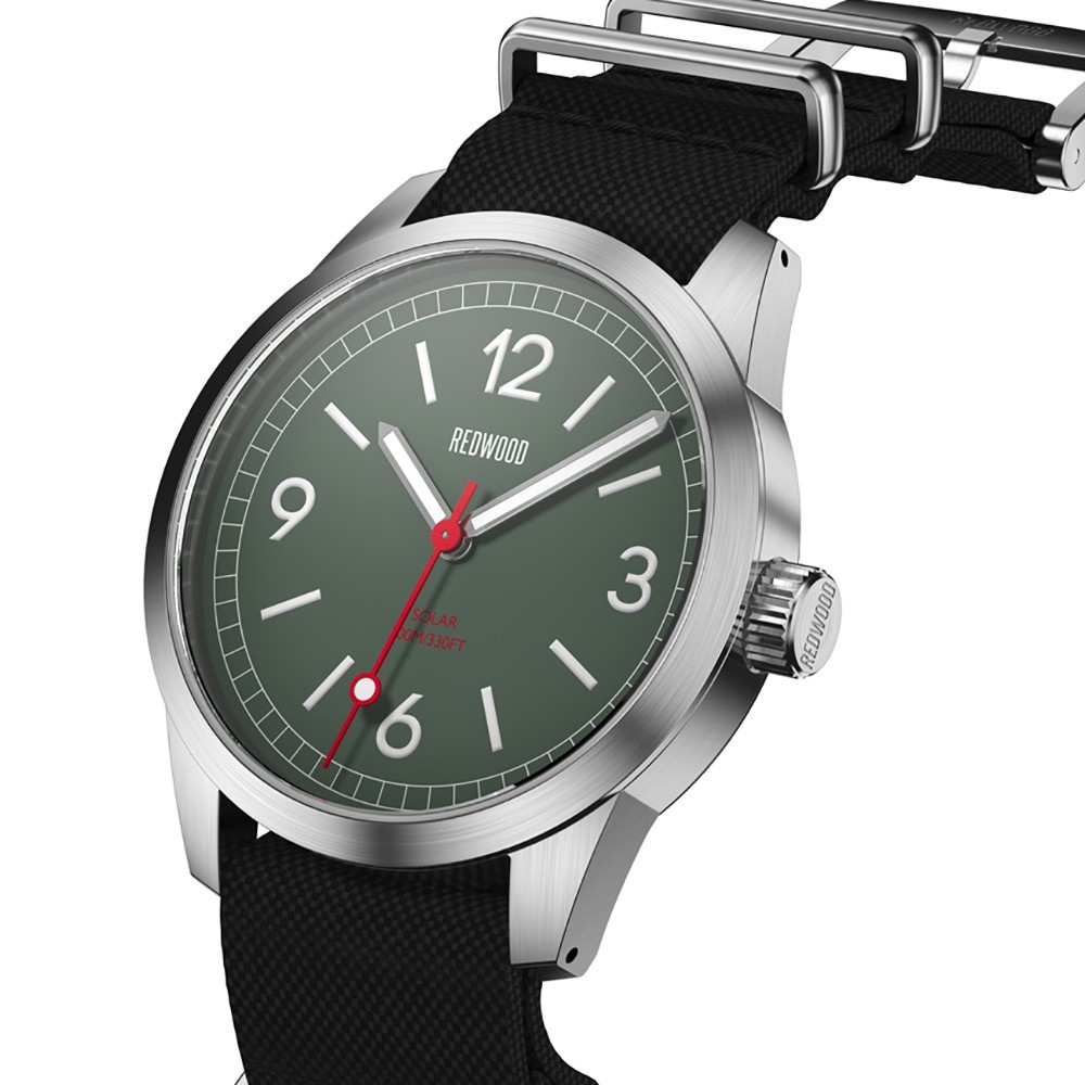 Redwood Field v3 Solar Black Steel Fabric Green Military Men’s Watch