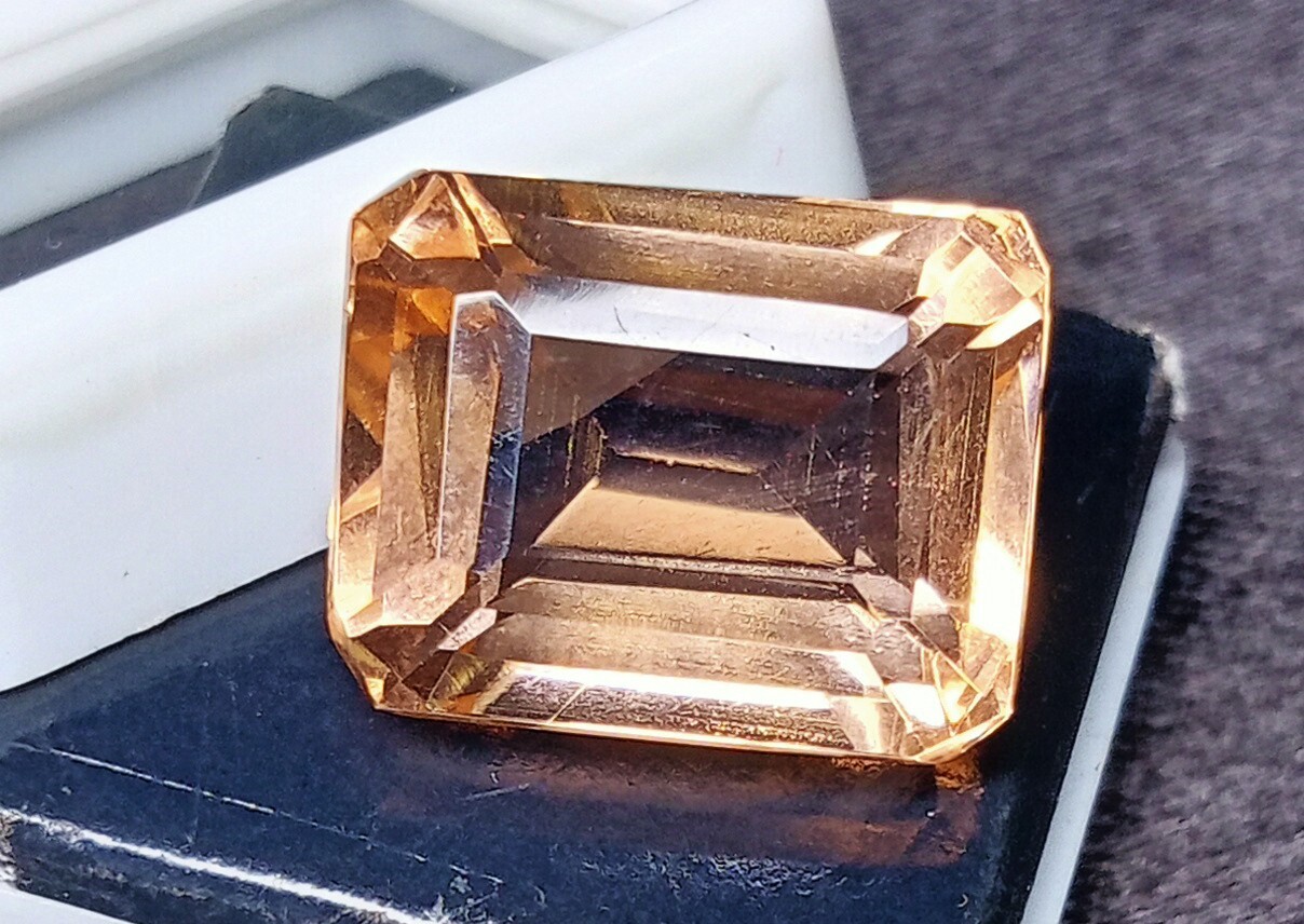 Natural Morganite Emerald Cut Madagascar Certified Loose Gemstone 17.90 Ct