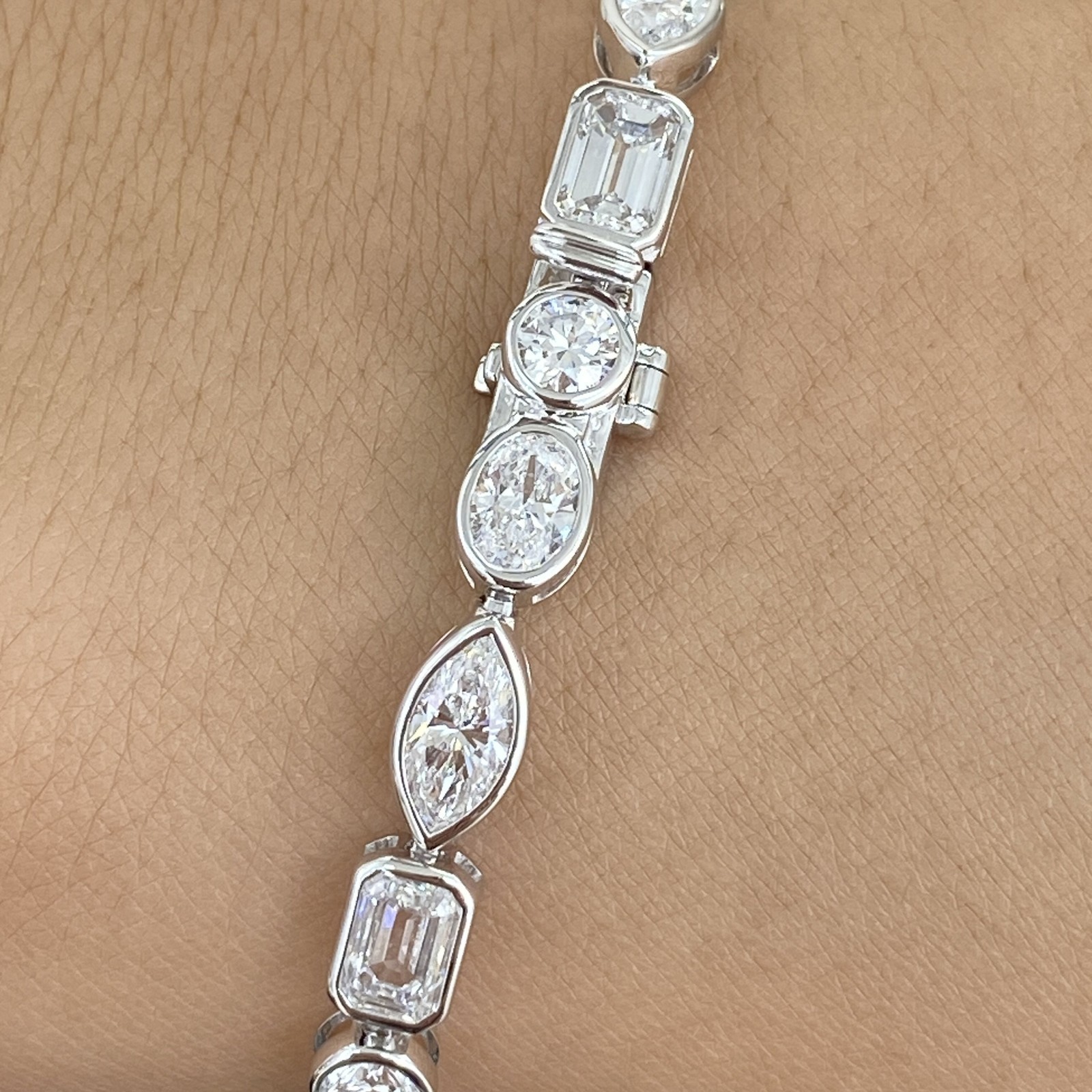 14k White Gold Multi Cut Lab Grown Diamond EF/VS-SI Tennis Bracelet For Propose