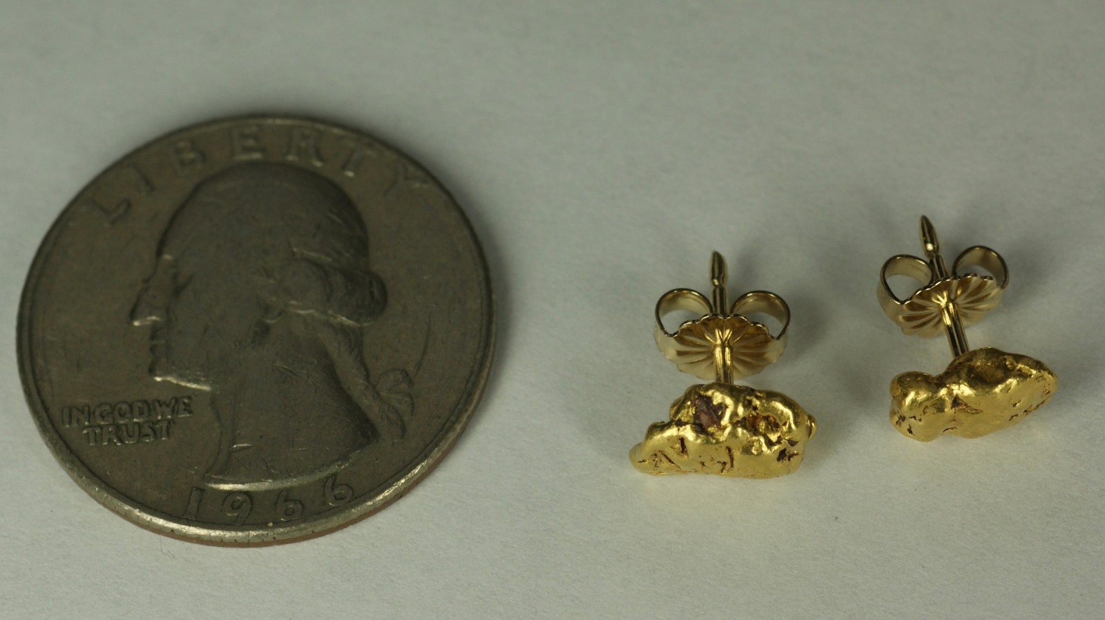 NATURAL GOLD NUGGET EARRINGS Studs w/ 14K Posts From Vintage Estate 3.17g