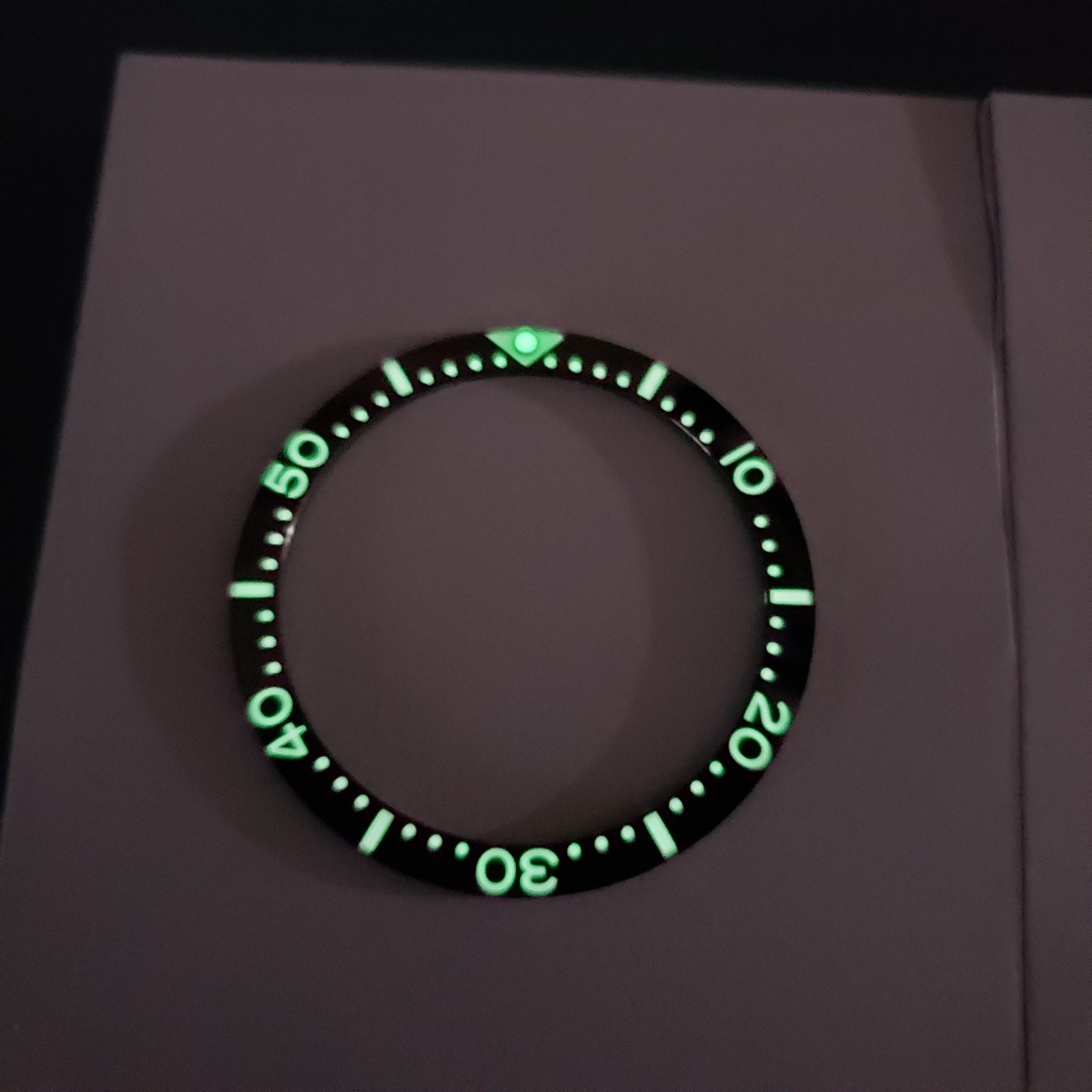 BLACK CERAMIC 38mm FULL LUME FLAT BEZEL INSERT for SEIKO With Pip