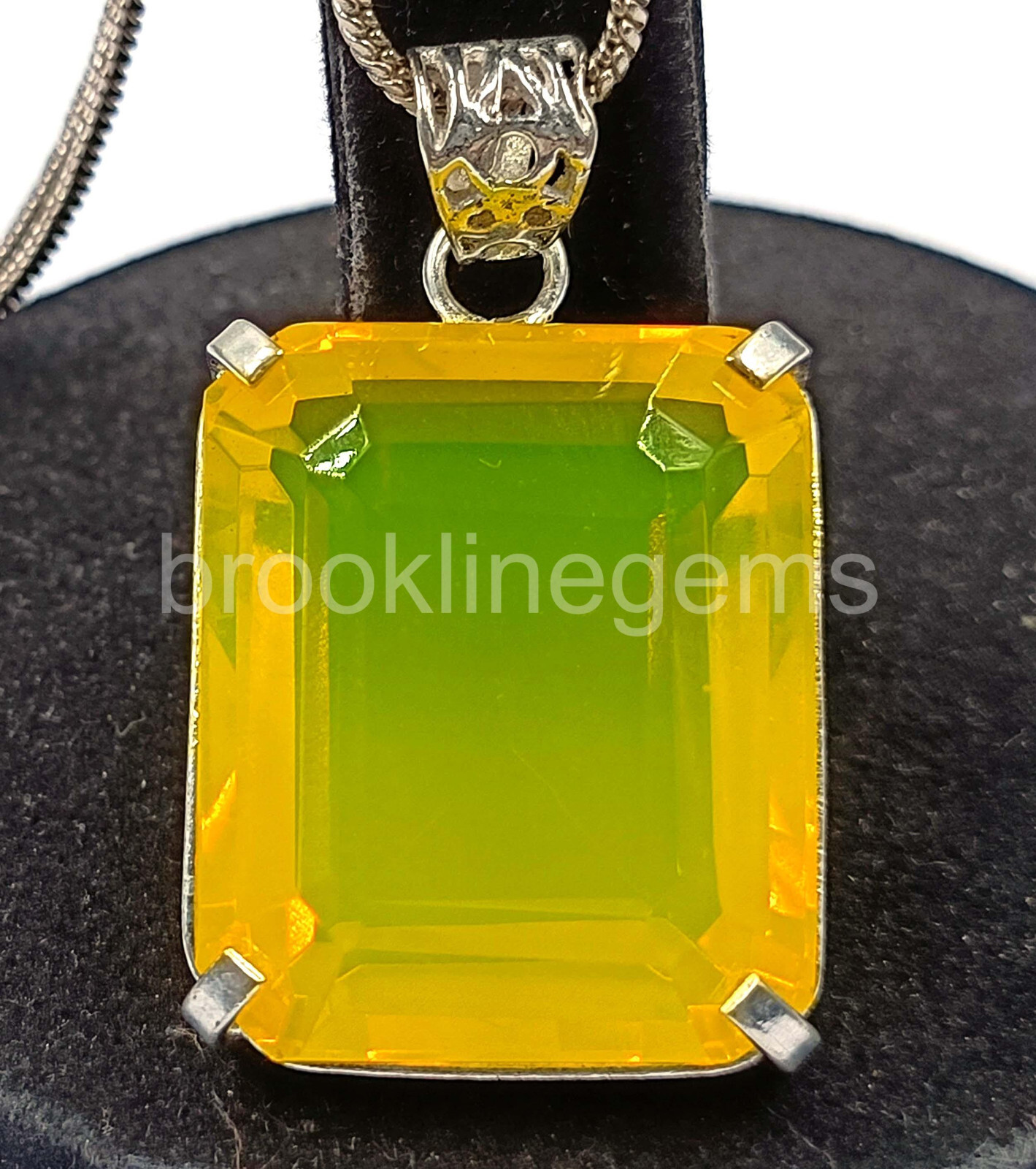 101.60 Ct Natural Yellow Emerald Cut Opal 925 Solid Silver Pendant Gemstone 5ARU