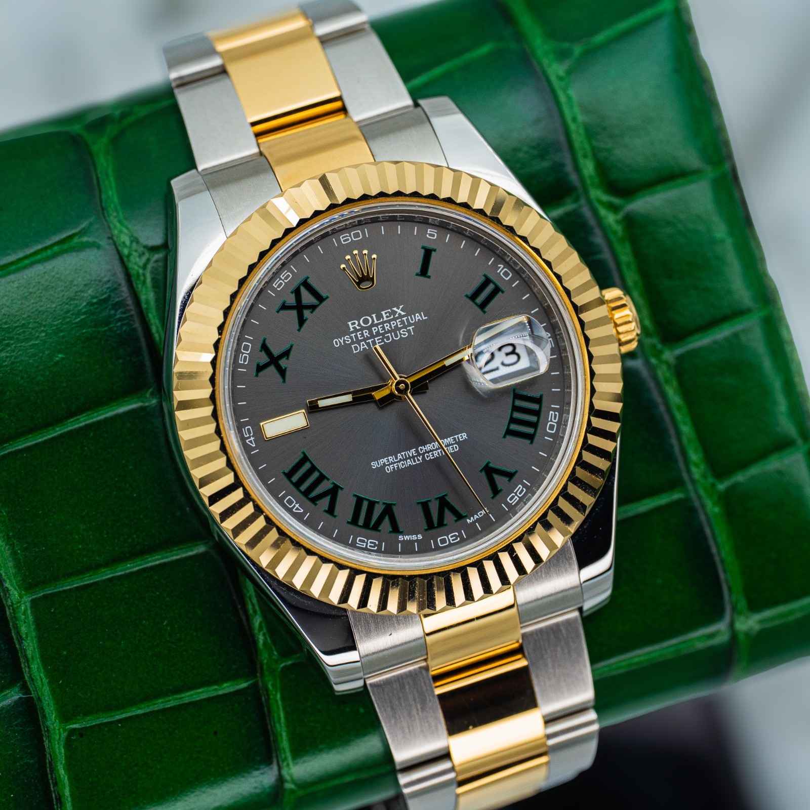 2014 Rolex Datejust 116333 41mm Wimbledon Dial Two Tone Yellow Gold/Steel B+P