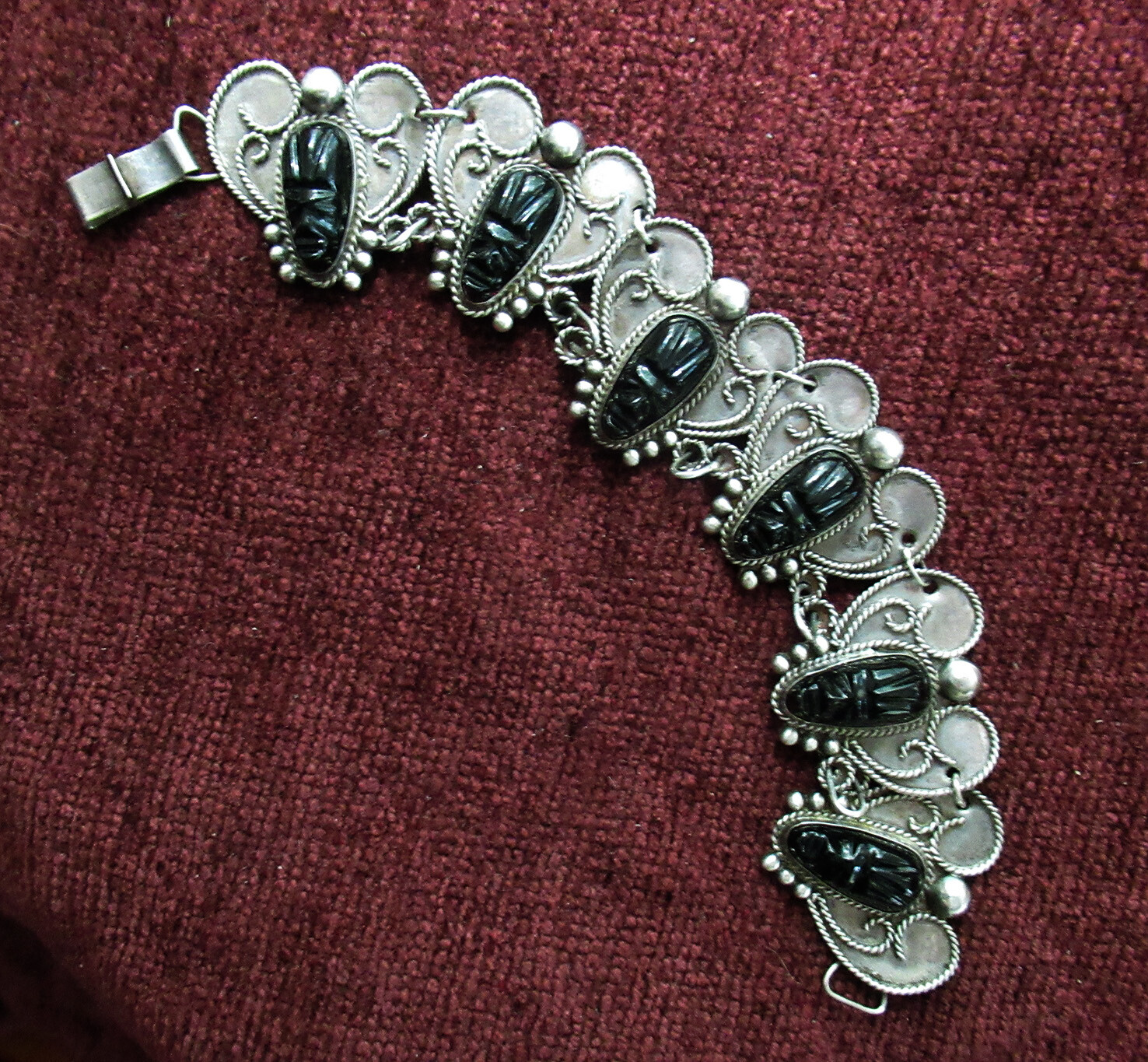 VINTAGE MEXICO STERLING BRACELET – 6 1/4 INCH WRIST, 1 INCH WIDE