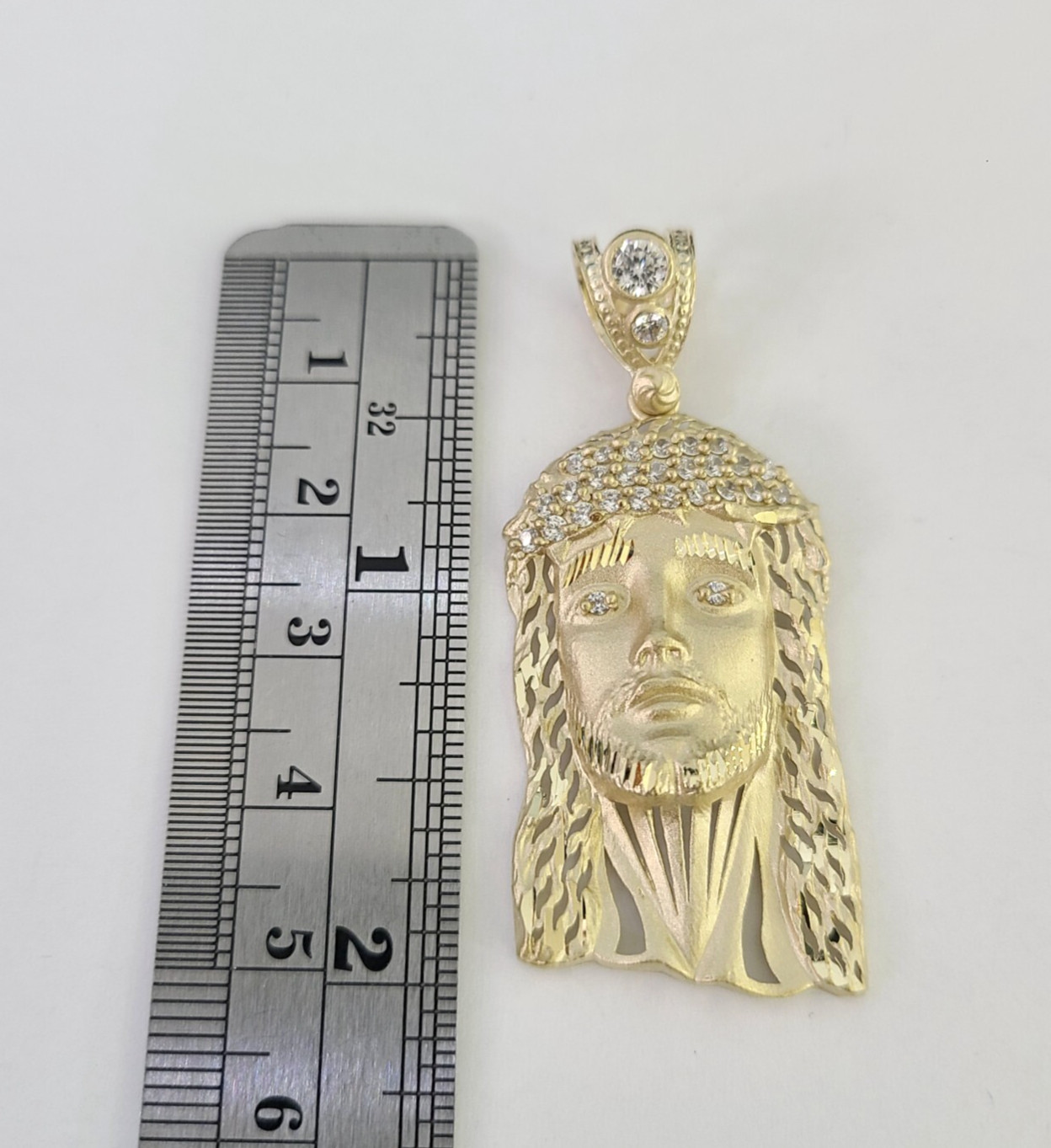 10K Yellow Gold Jesus Head Charm Pendant Chain Real 10kt Genuine