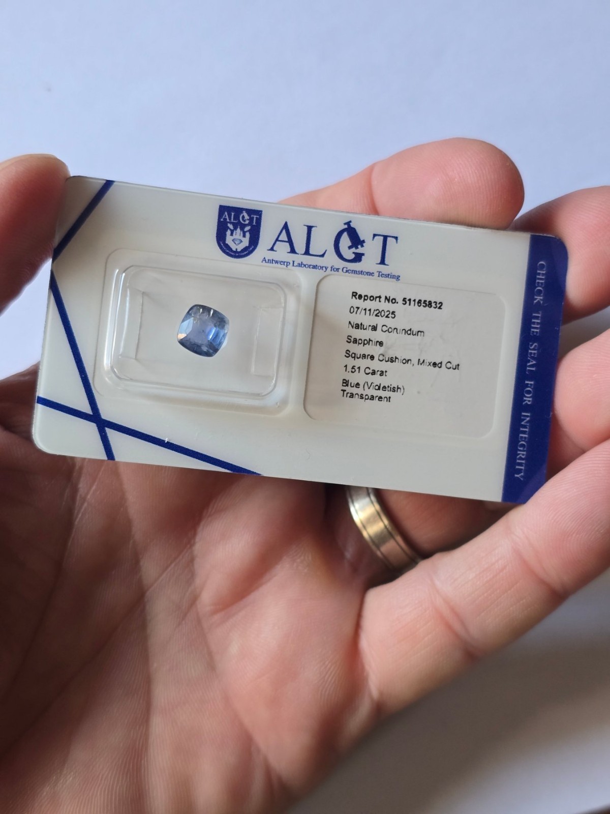 Natural Burma No Heat Blue Sapphire 1.51ct Cushion Cut ALGT Certified