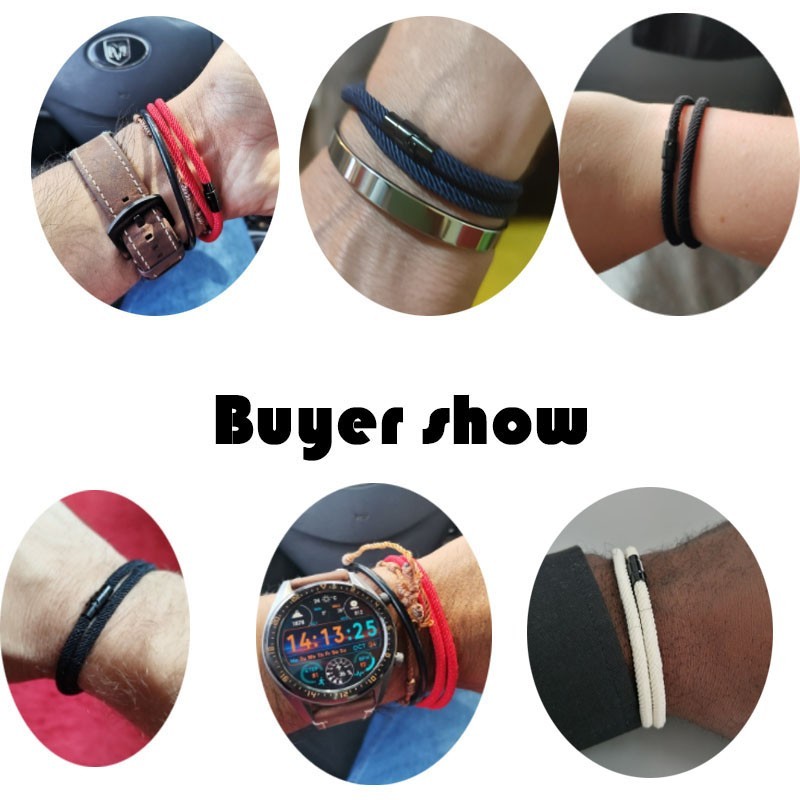 Men’s Rope Bracelet Double Layer Simple Style Thread Fabric Casual Accessory