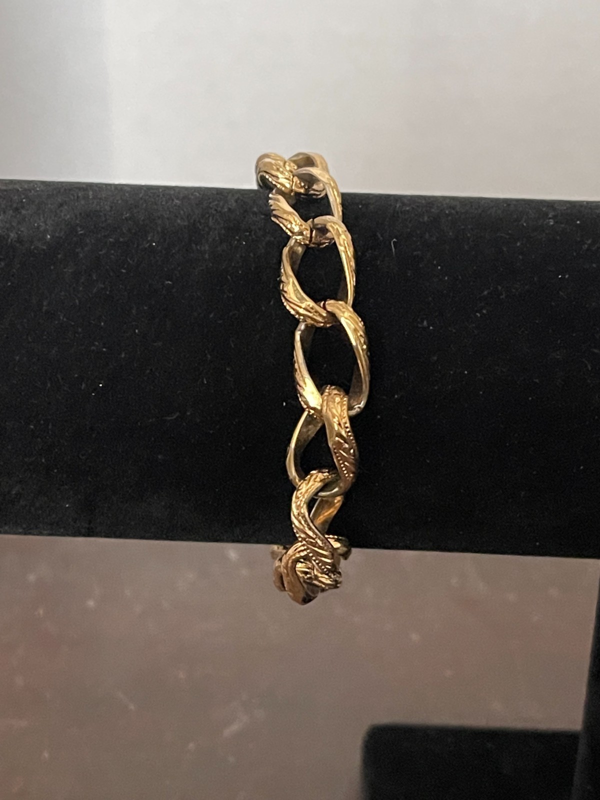 Vintage Monet Bracelet Textured Gold Tone Chain Link Signed & Marked with Safety