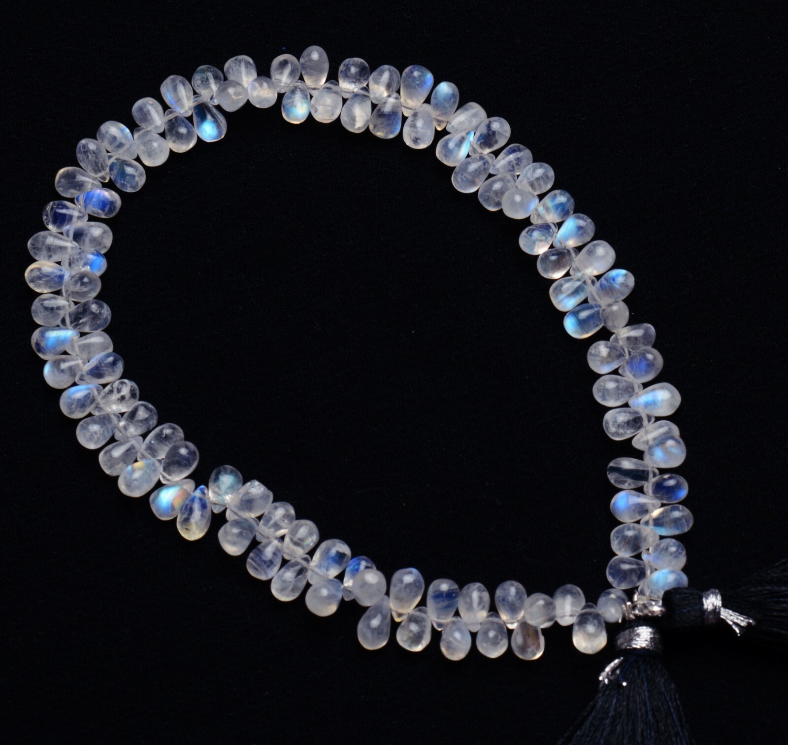 Natural Gem Rainbow Moonstone 6x4mm Approx. Size Teardrop Shape Smooth Beads 10″