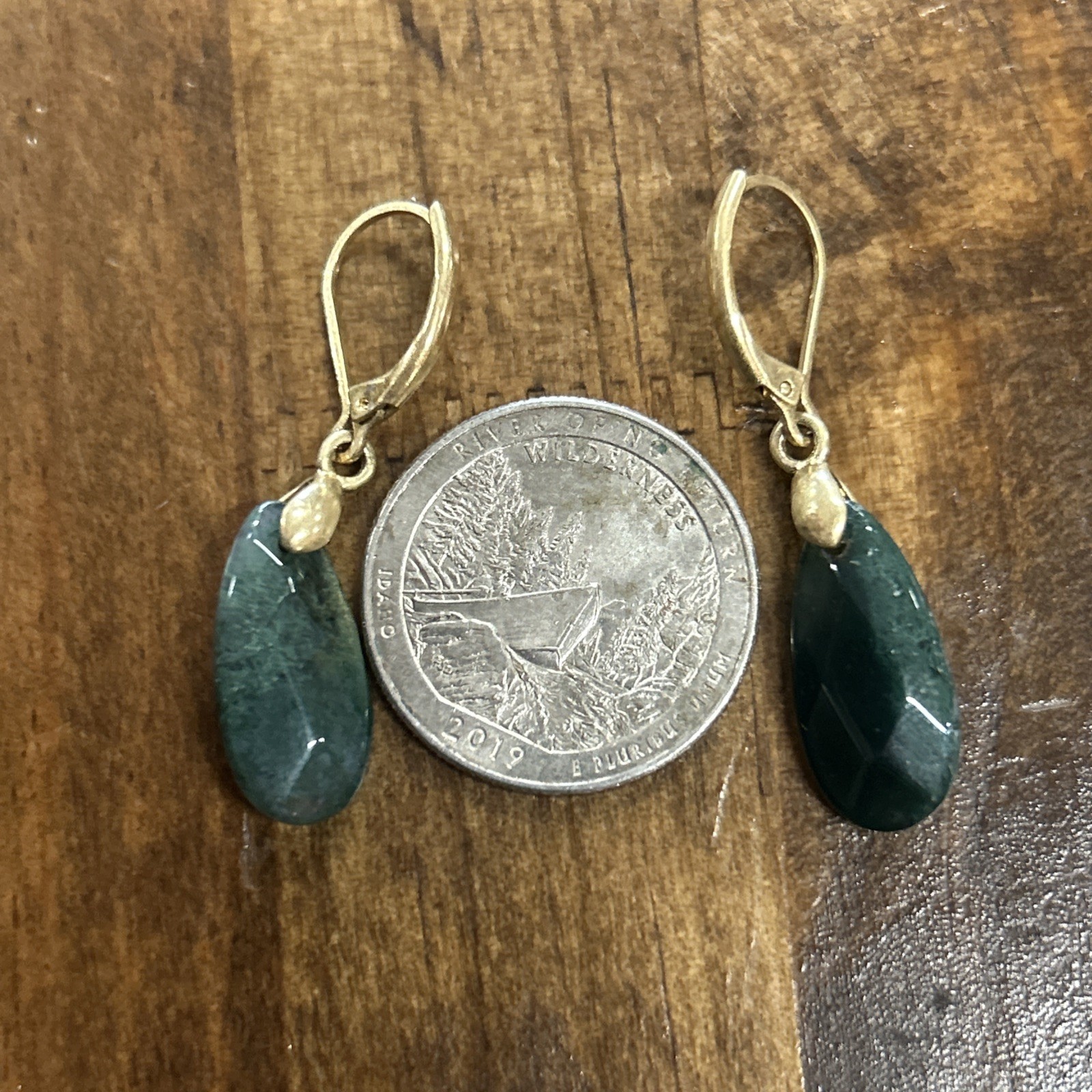 a.n.a Gold Tone Reconstituted Green Kyanite Crystal Dangle Earrings