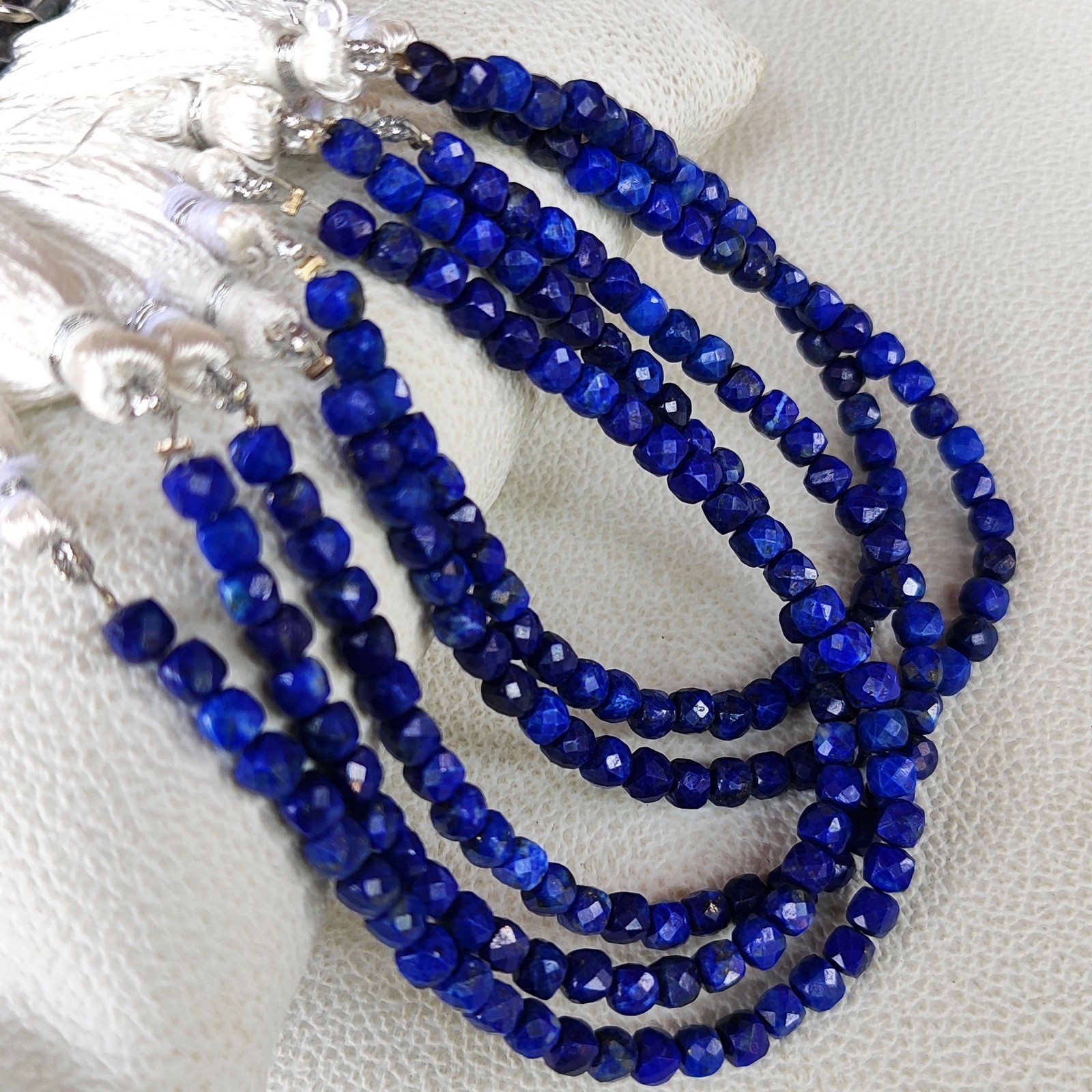 Natural Lapis Lazuli 5mm Faceted Cube Beads 7″ Strand Afghanistan Blue Gemstone