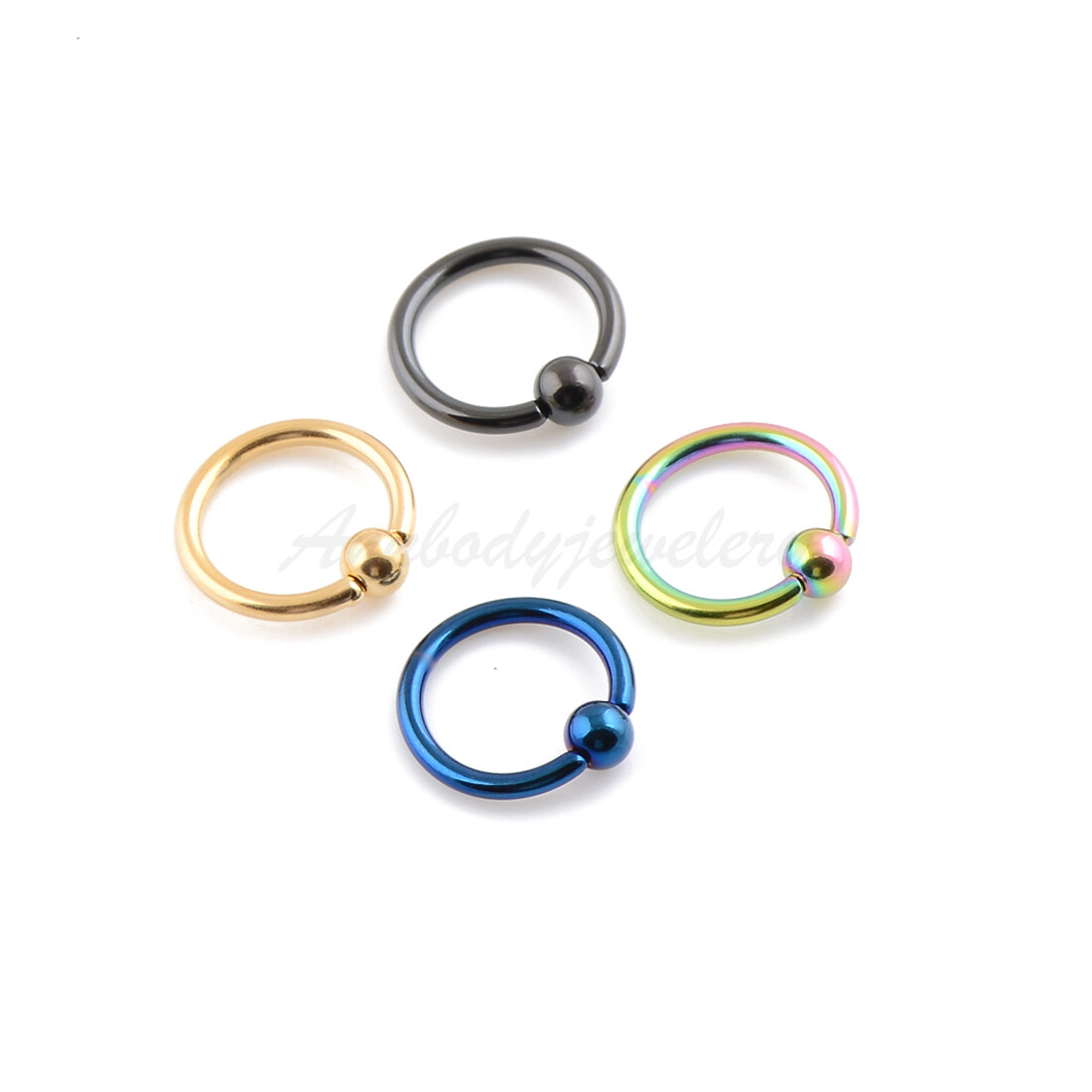 14G 3/8″ 16G 5/16″ Closure Ball Titanium Plated Steel Captive Bead Rings