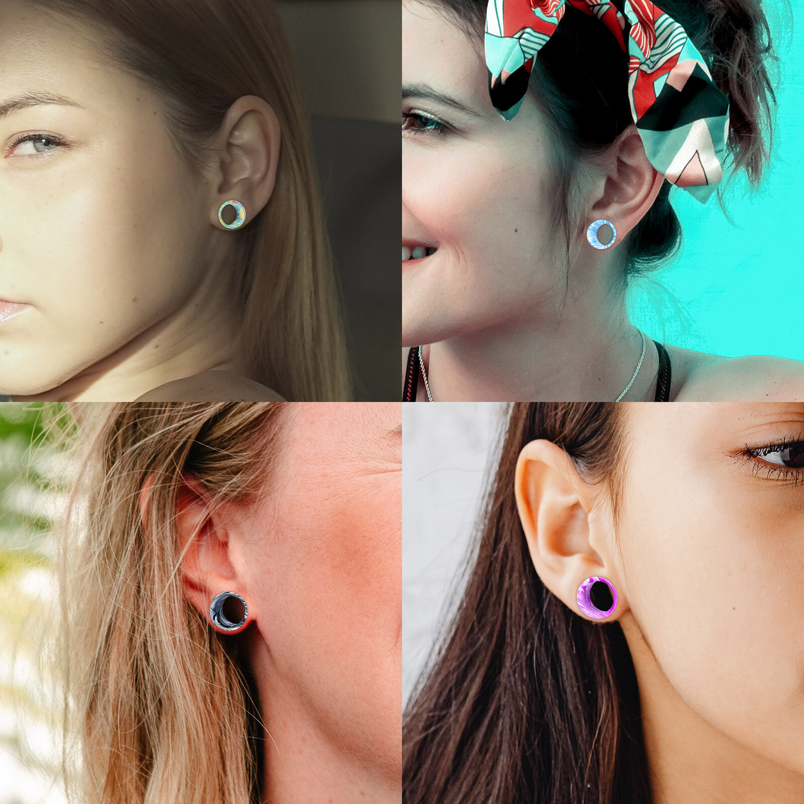 Ear Gauges Ear Plugs Stainless Steel Screw Flesh Tunnels Hollow Earskins – 2PCS