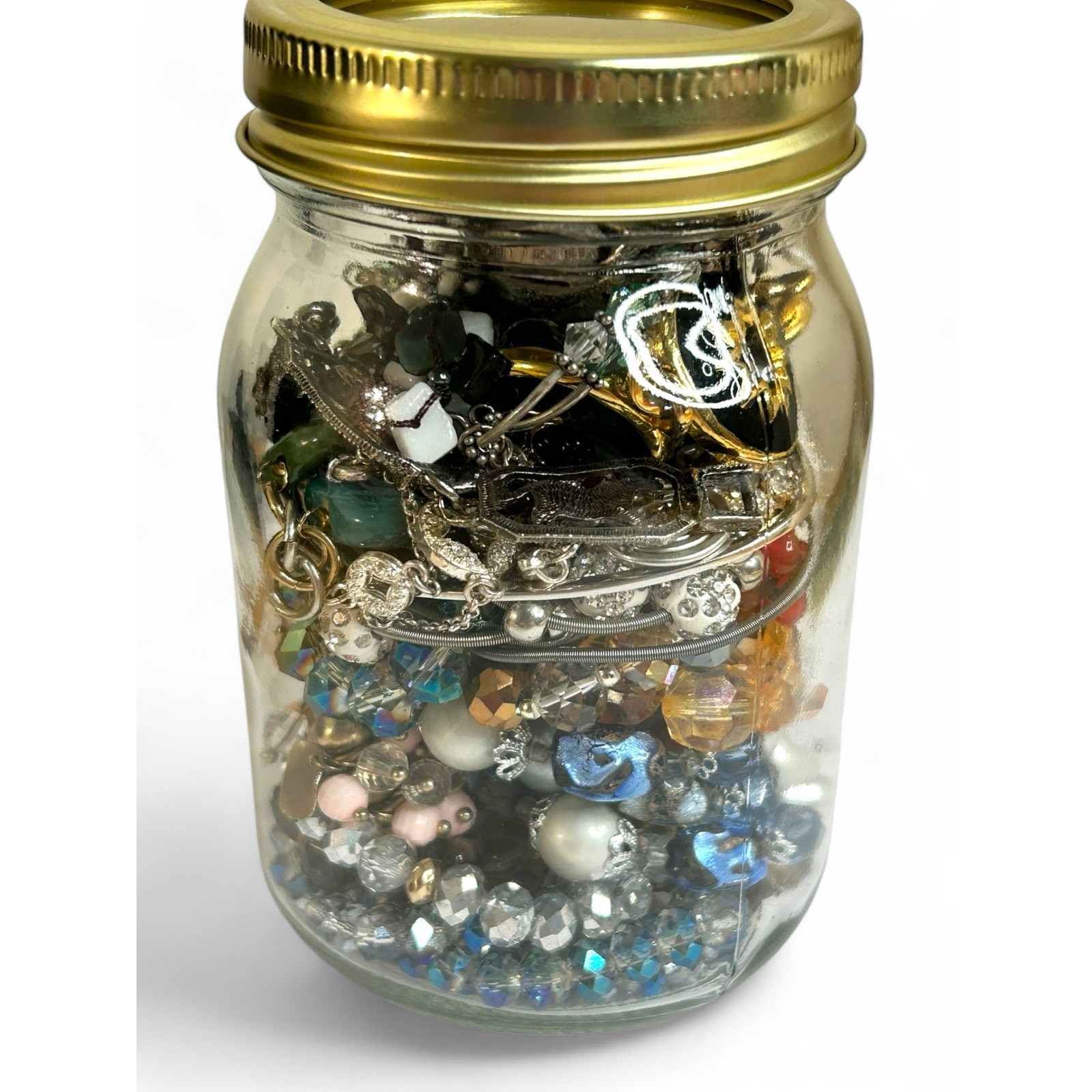 Mixed Jewelry Jar All Bracelets Colorful Various Types Beaded Link Chain