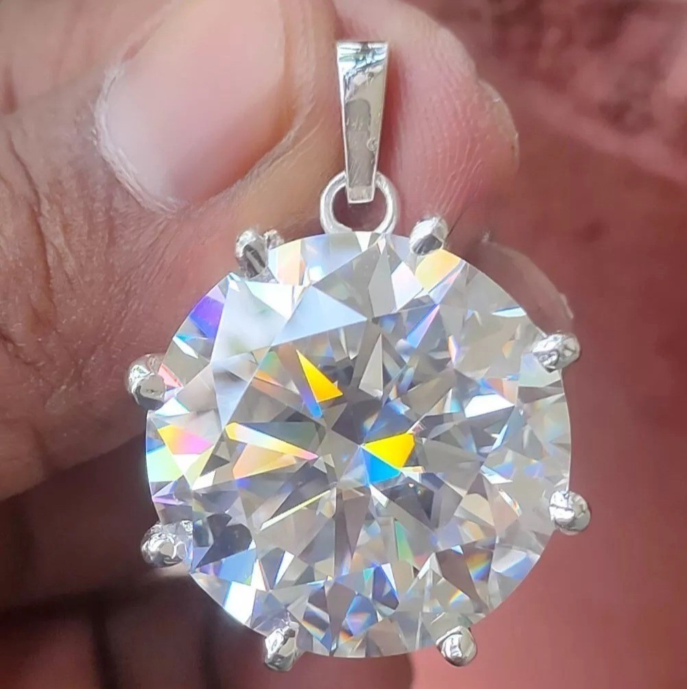 Rare 55 Ct Certified White Diamond Solitaire Pendant 925 Silver Free Shipping.