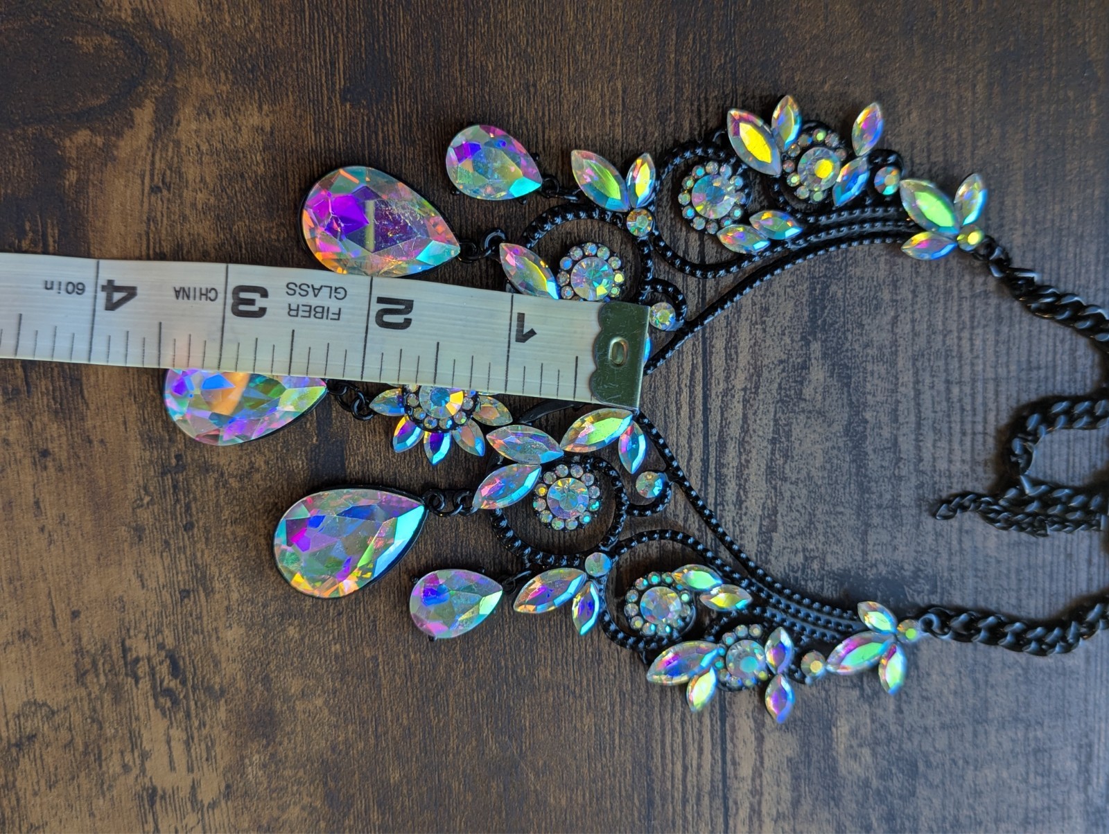 AB Iridescent Crystal Choker Rhinestone Necklace ONLY Bridal Prom Pageant